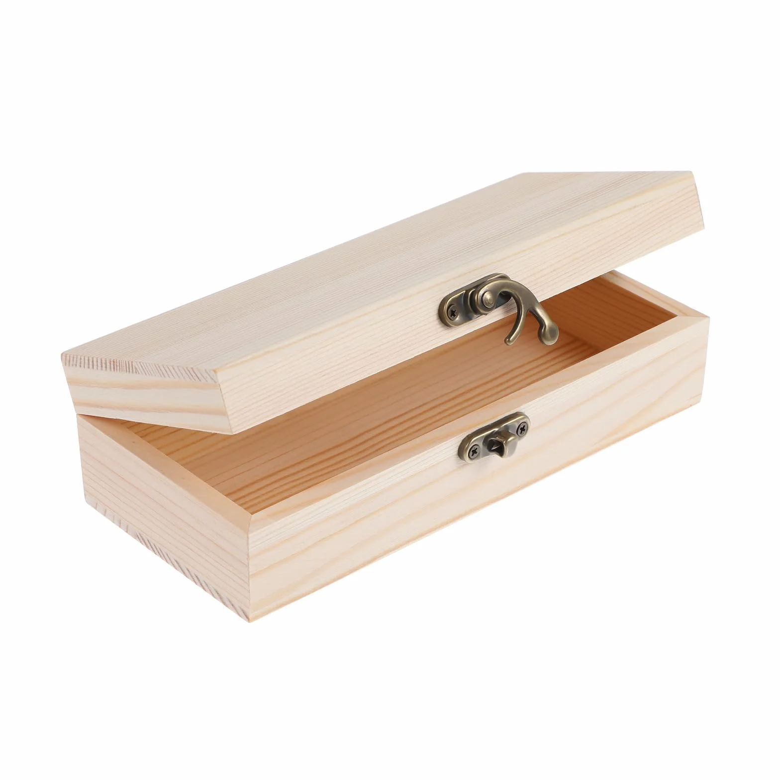 Drewniana skrzynia z pokrywką 18x7.8x4.9 cm naturalne drewno dekoracyjna