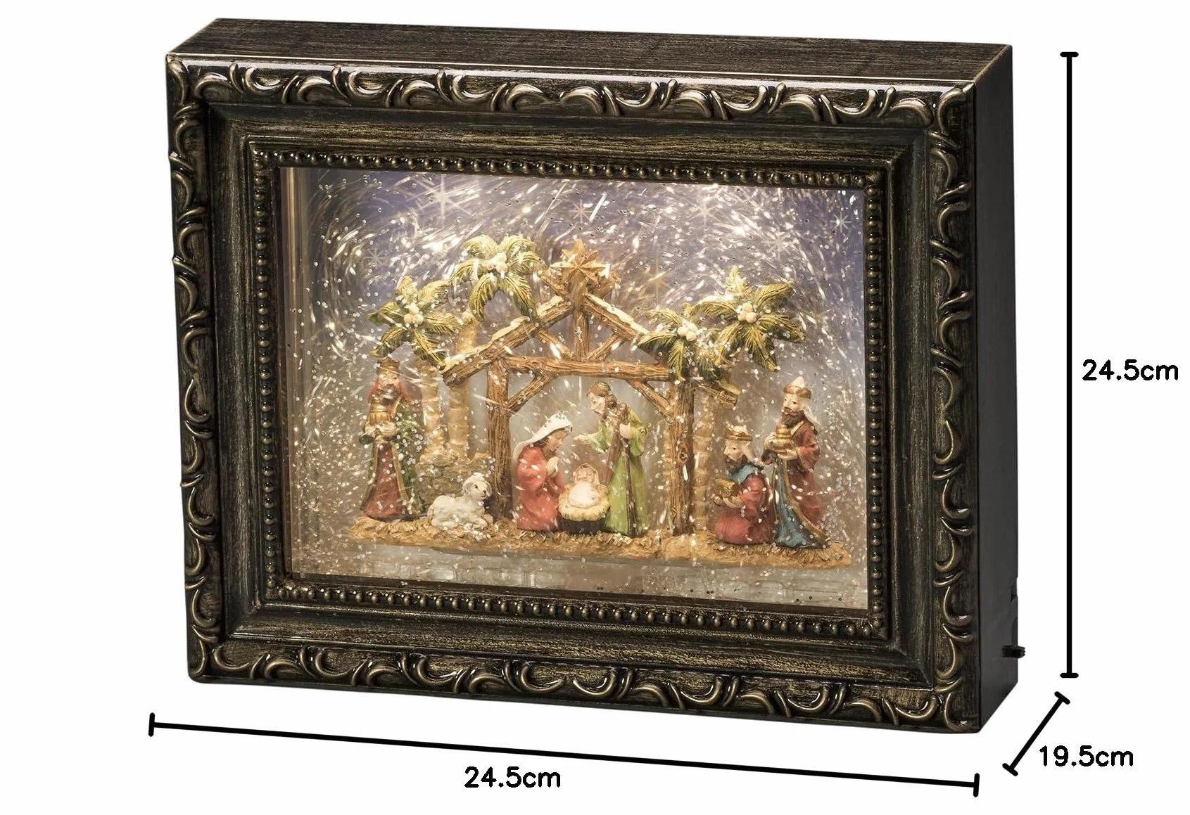 Konstsmide 4358-000 LED ramka na zdjęcia szopka, 19,5 cm x 4 cm x 24,5 cm, brązowa