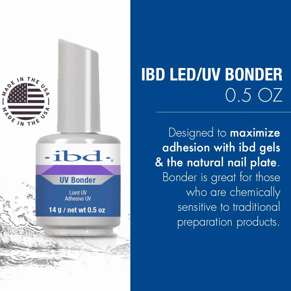 IBD UV Bonder, 14 ml, MADE IN USA, bezkwasowy podkład do paznokci naturalnych, maksymalna przyczepność, żelowy podkład do paznokci akrylowych