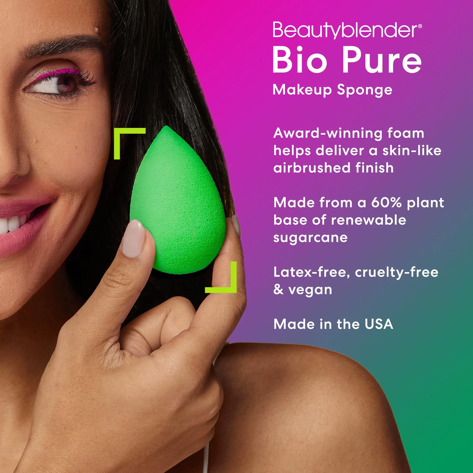 BeautyBlender Bio Pure Ei bezlateksowa gąbeczka do płynnego podkładu kremowego pudru, 1 sztuka