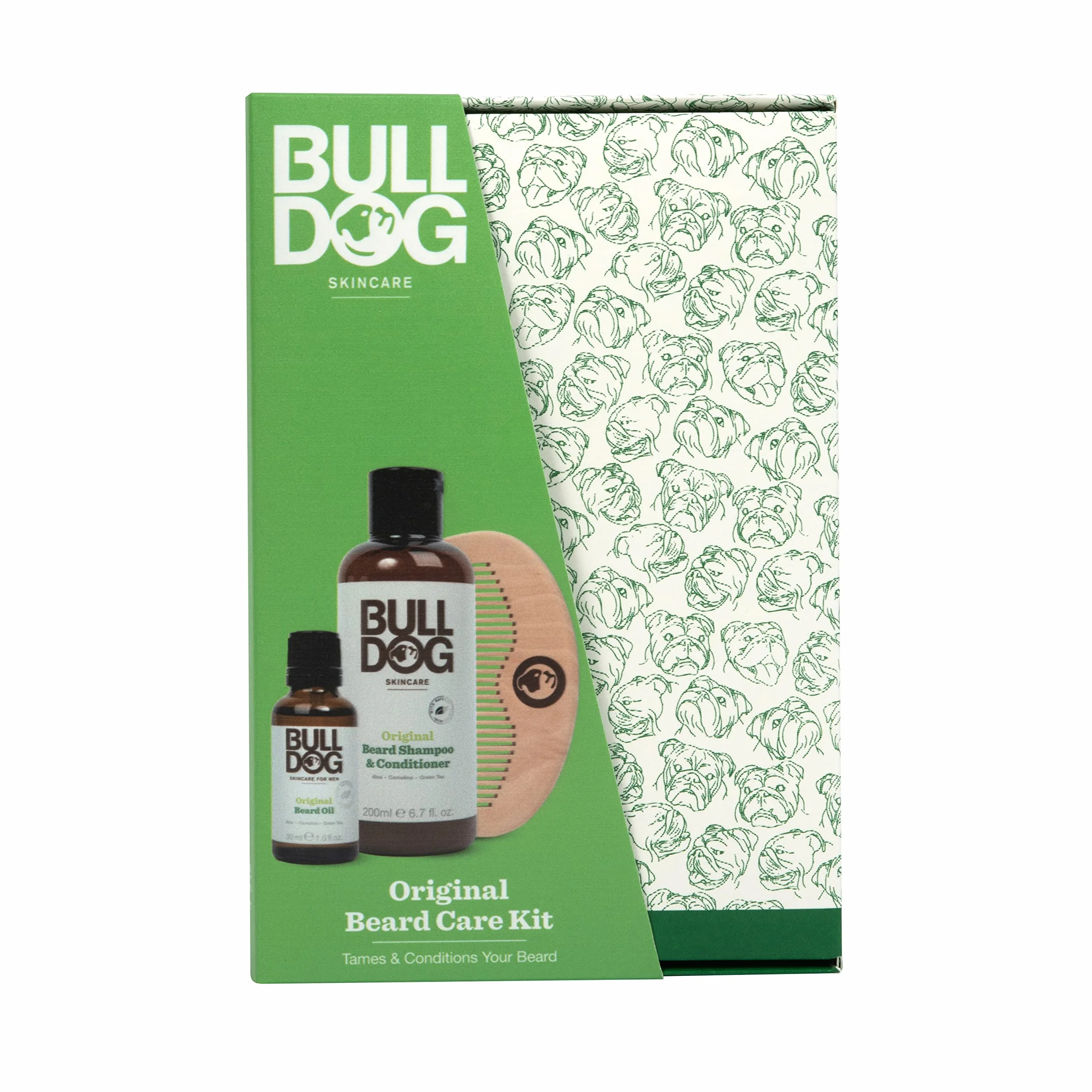 BULLDOG Bulldog Skincare oryginalny zestaw do pielęgnacji brody, oryginalny zapach (1 x oryginalny szampon i odżywka do brody 200 ml, x1 olejek do brody
