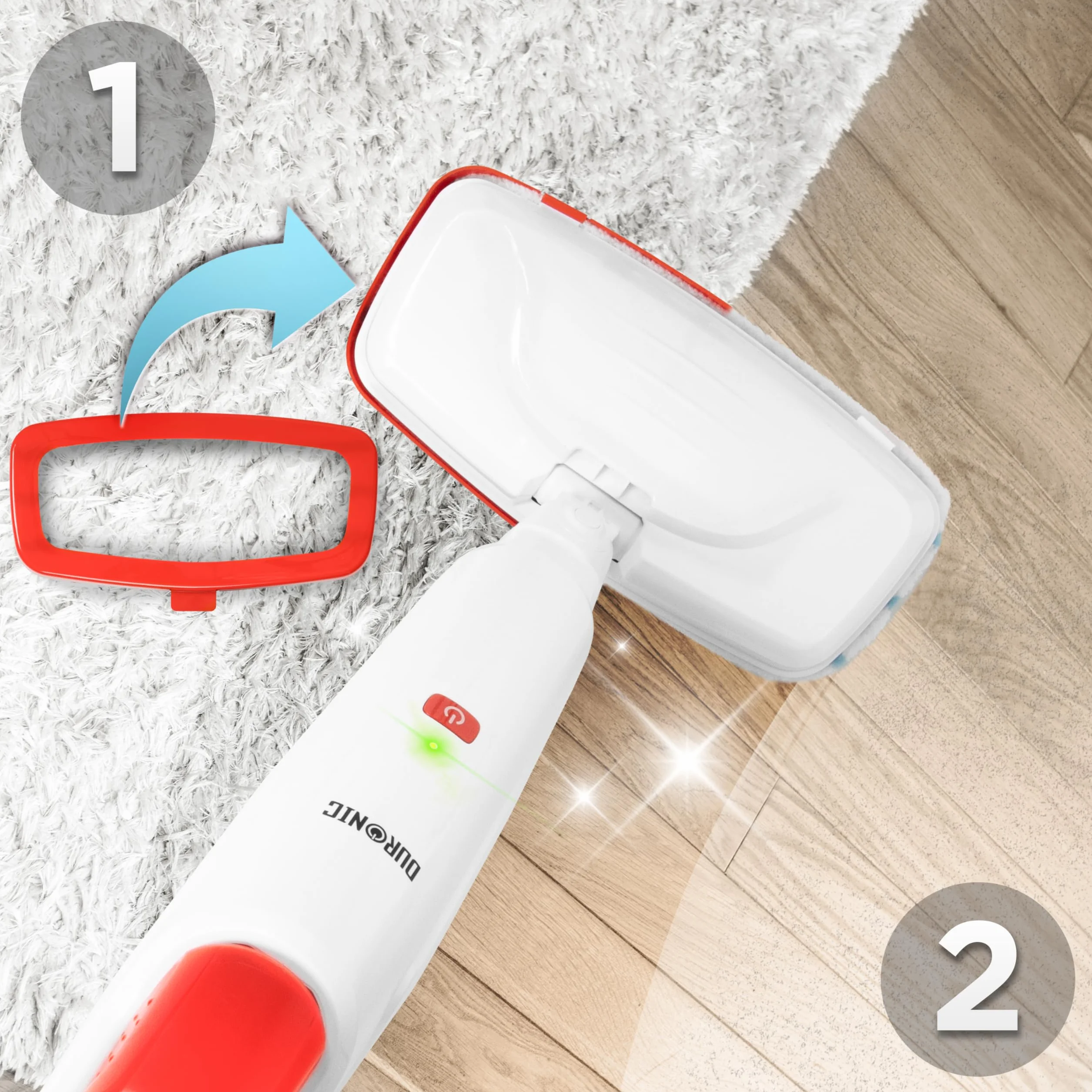 Duronic STM15 WE Elektryczny mop parowy 1500 W 500 ml 100°C Biały