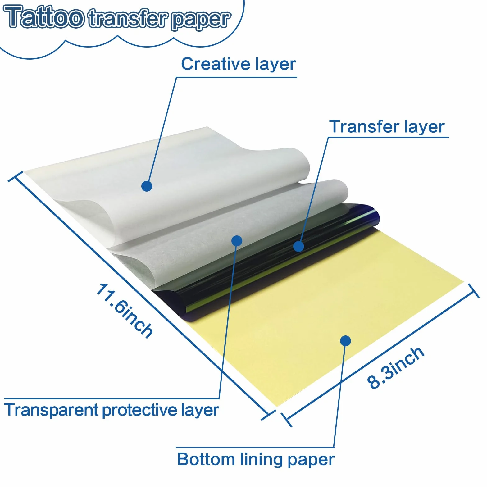 Papieru Do Tatuażu, Szablony Do Transferu Tatuażu, 4-Warstwowa Konstrukcja, MożLiwość Samodzielnego Projektowania Różnych Wzorów, Format A4 (50 Arkuszy)