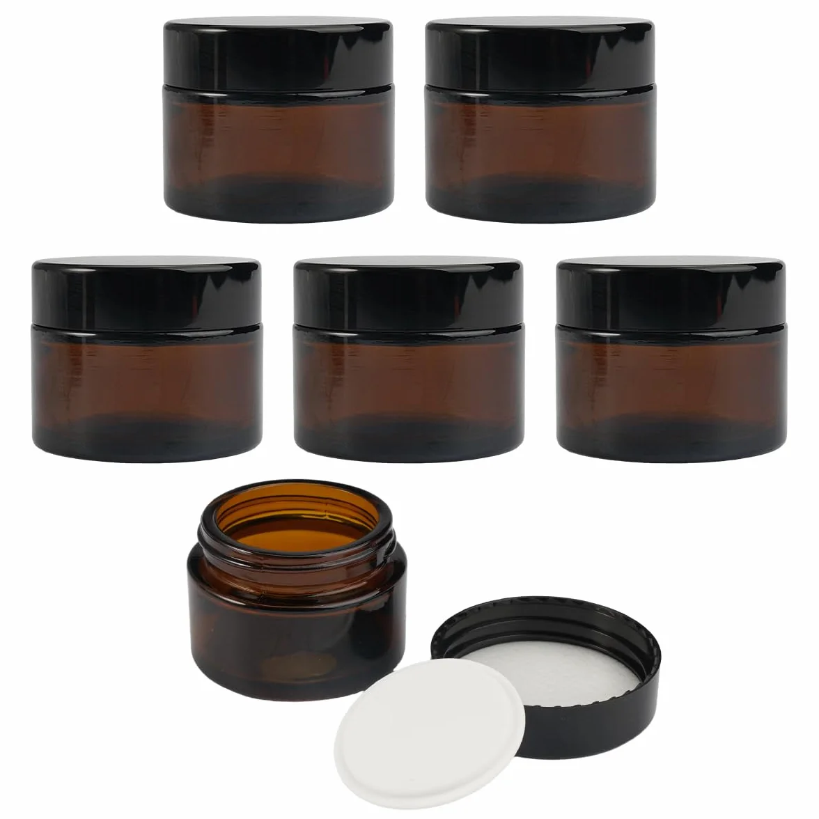 Bursztynowe szklane słoiki na krem 50 ml 6 sztuk odporne na UV