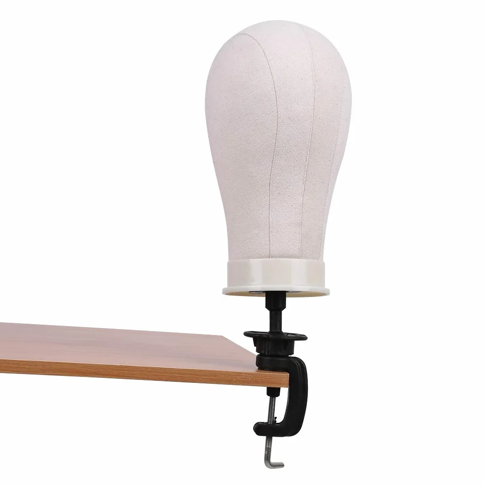 Płócienna głowa peruki, głowa manekina do modelowania peruki, z regulowanym zaciskiem do eksponowania peruki, czapki, czapki lub innego produktu do dekoracji głowy (53 cm)