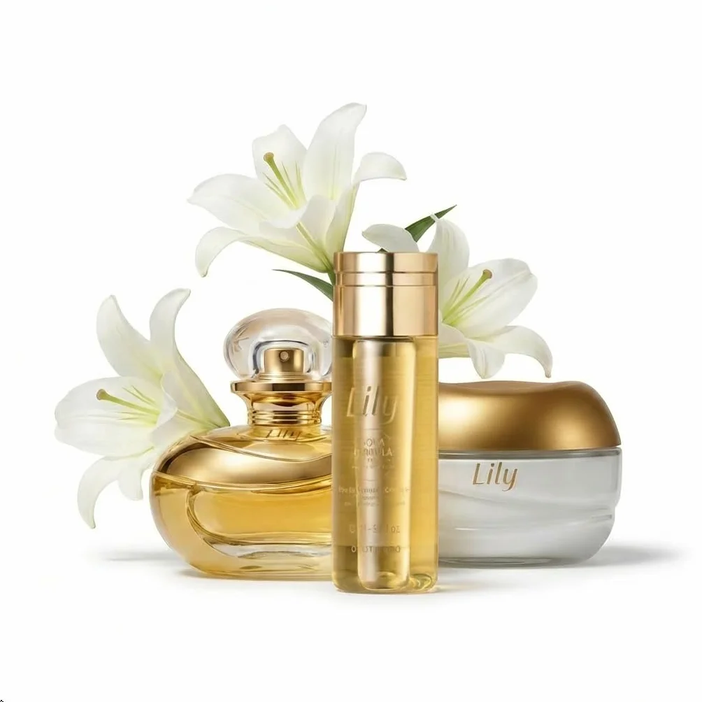 O Boticário Lily Zestaw Prezentowy Perfumy i Pielęgnacja Skóry z 3 Produktami | Krem Nawilżający Ciało, Perfumowany Olejek Do Ciała i Woda perfumowana