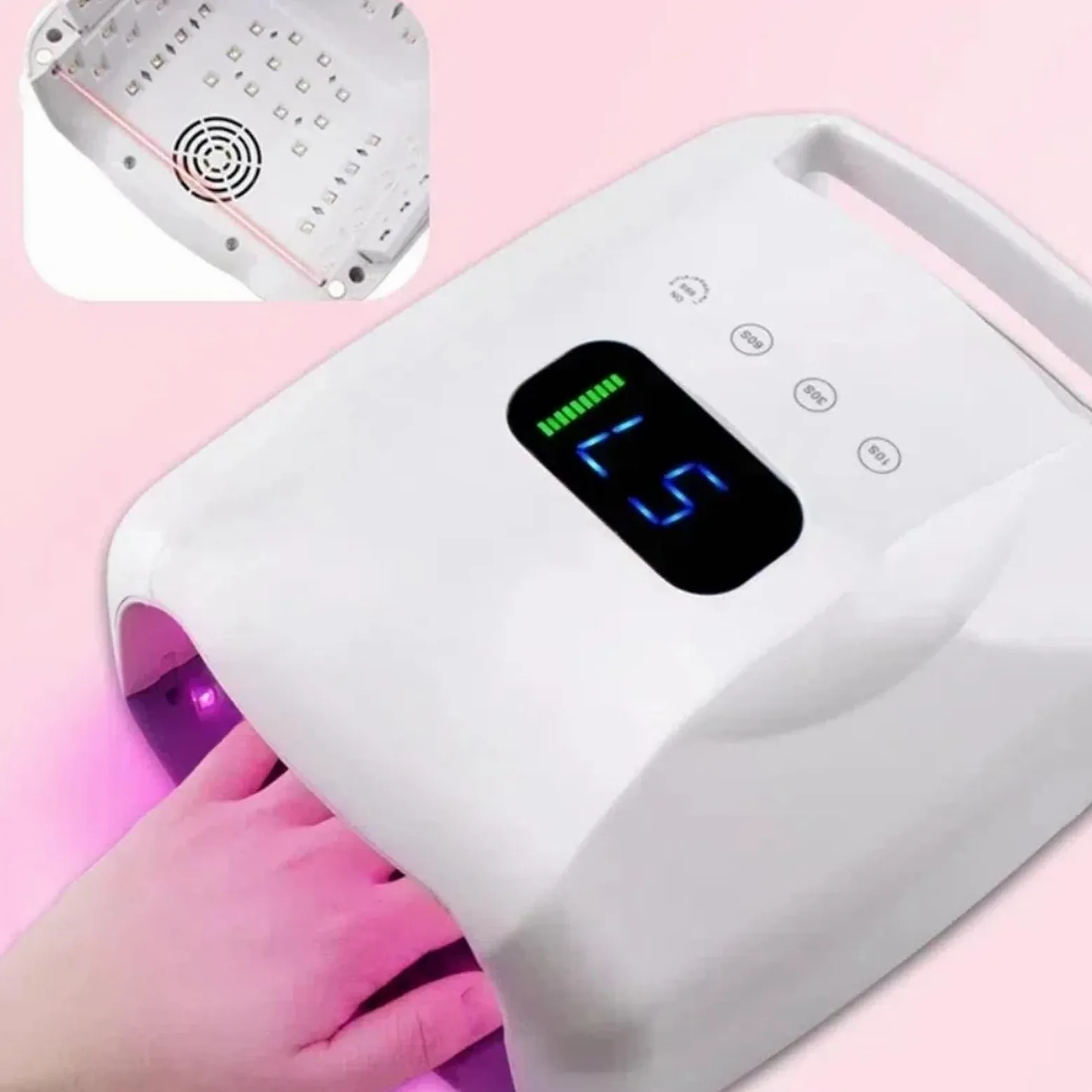Lampa LED do paznokci, Moc 96 W Czerwone światło Akumulatorowa lampa UV do paznokci Profesjonalna suszarka i manicure(Nero)