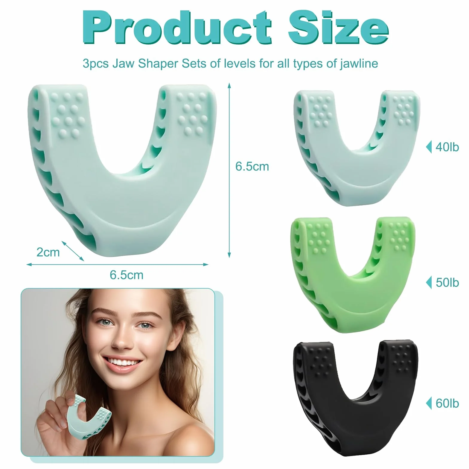 Jawline Trainer 3 sztuki Jaw Trainer, trenażer szczęki dla mężczyzn i kobiet, trener szczęk, trener mięśni szczęki dla szczęk, poprawa linii szczęki, trening szczęki