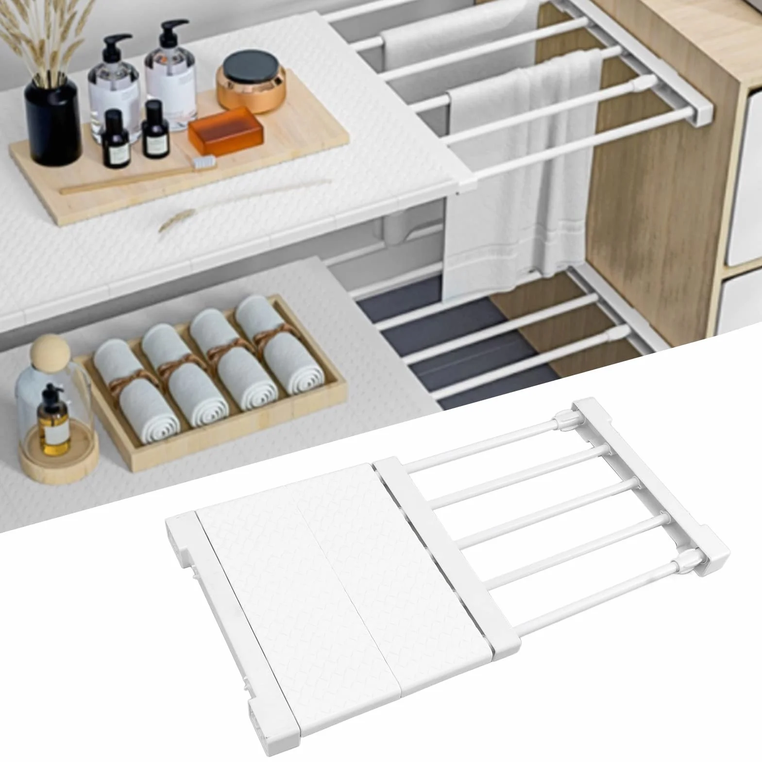 Półka Napinająca Deosdum, Rozkładana Regulowana Przegroda do Szafy 24cm Szerokość Organizer do Szafy Regał Magazynowy Separator(Length 30‑40cm/11.8‑15.7in)