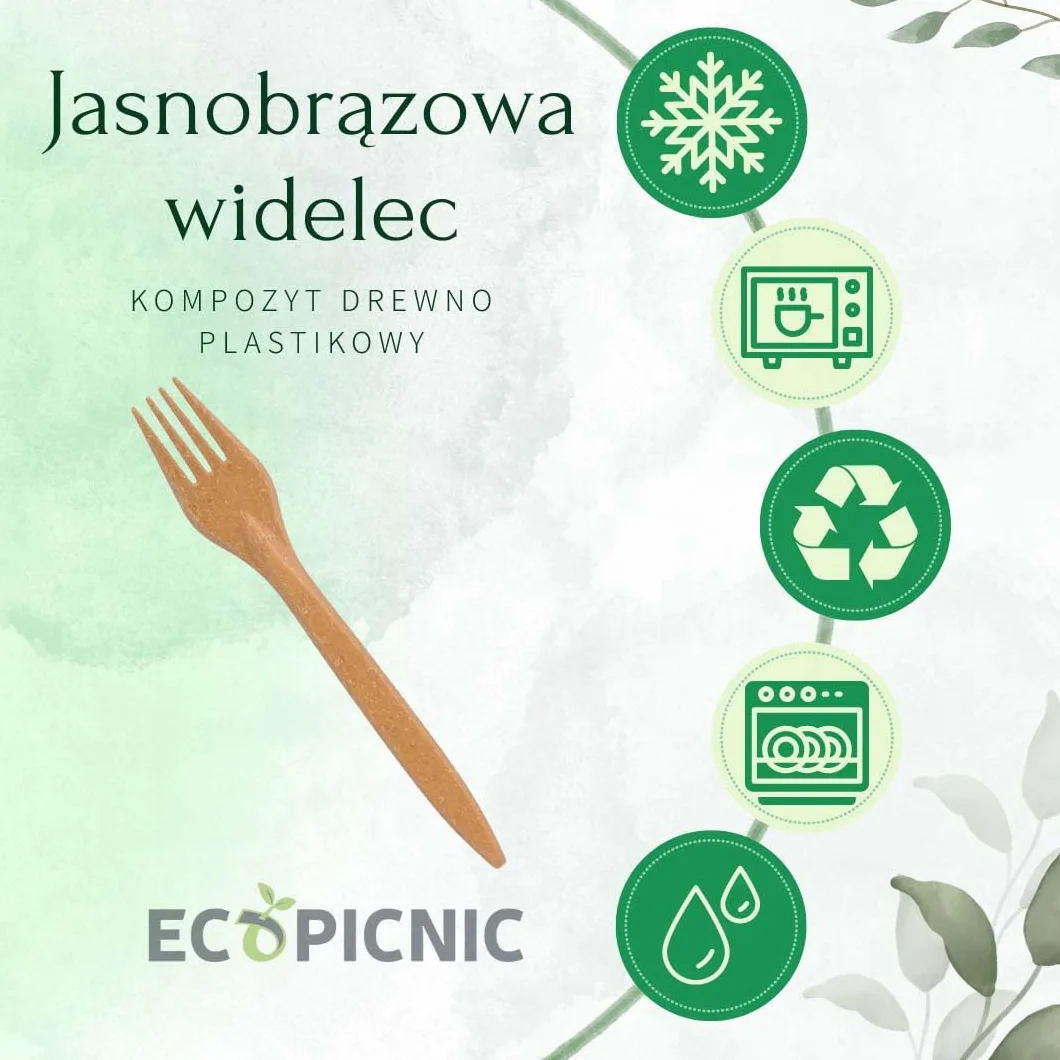 Jednorazowe Widełki WPC Jasnobrązowe Ekologiczne Biodegradowalne Sztućce Catering Przyjęcia