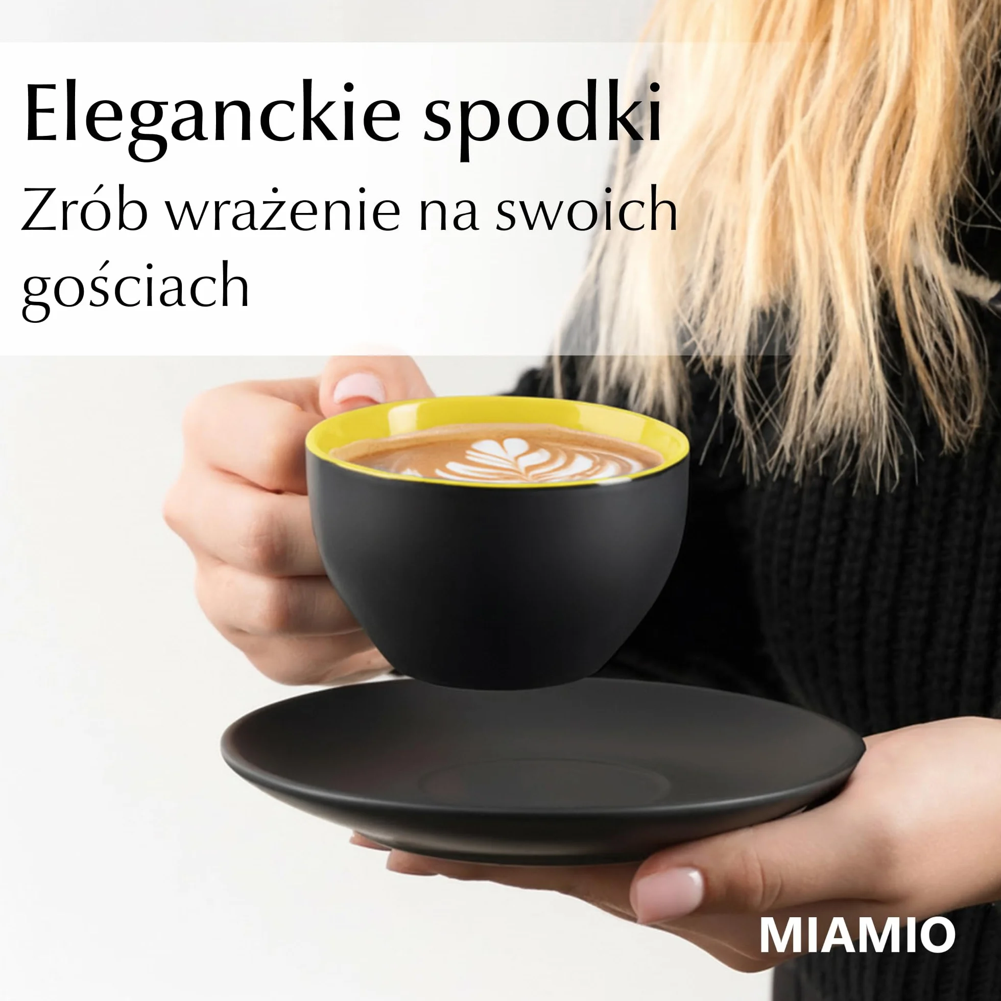 MIAMIO - 6 x 175 ml filiżanek do cappuccino/zestaw filiżanek do cappuccino Na zewnątrz czarne Wewnątrz kolorowe - Kolekcja Le Papillon (Mieszane)
