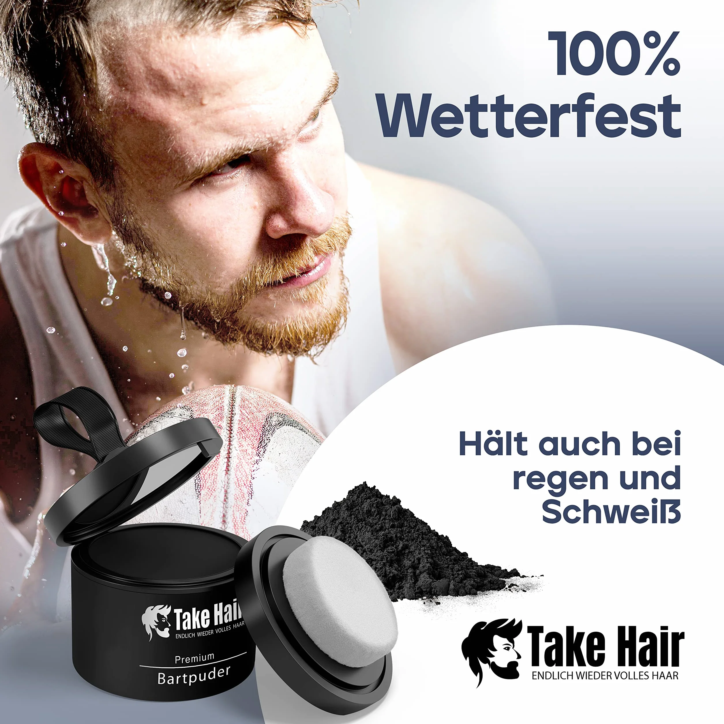Take Hair barwnik do brody, 100% wodoodporny, puder do brody, 4 g dla pełniejszej brody, barwnik do brody, szara pokrywa, zagęszczacz do brody, zagęszczacz do brody, średni brąz)