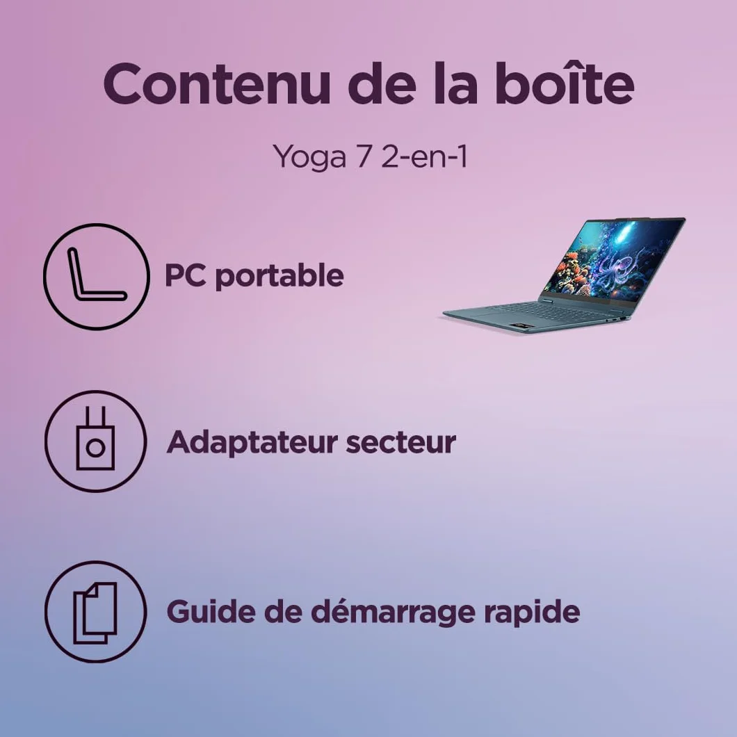 Lenovo Yoga 7 2-in-1 14AKP10 - OLED 2 w 1 laptop AI 2 w 1 (AMD Ryzen AI 5 340, 16 GB RAM, SSD 512 GB, AMD Radeon 840M Graphics, Windows 11 Home) AZERTY podświetlana klawiatura - Tidal Teal