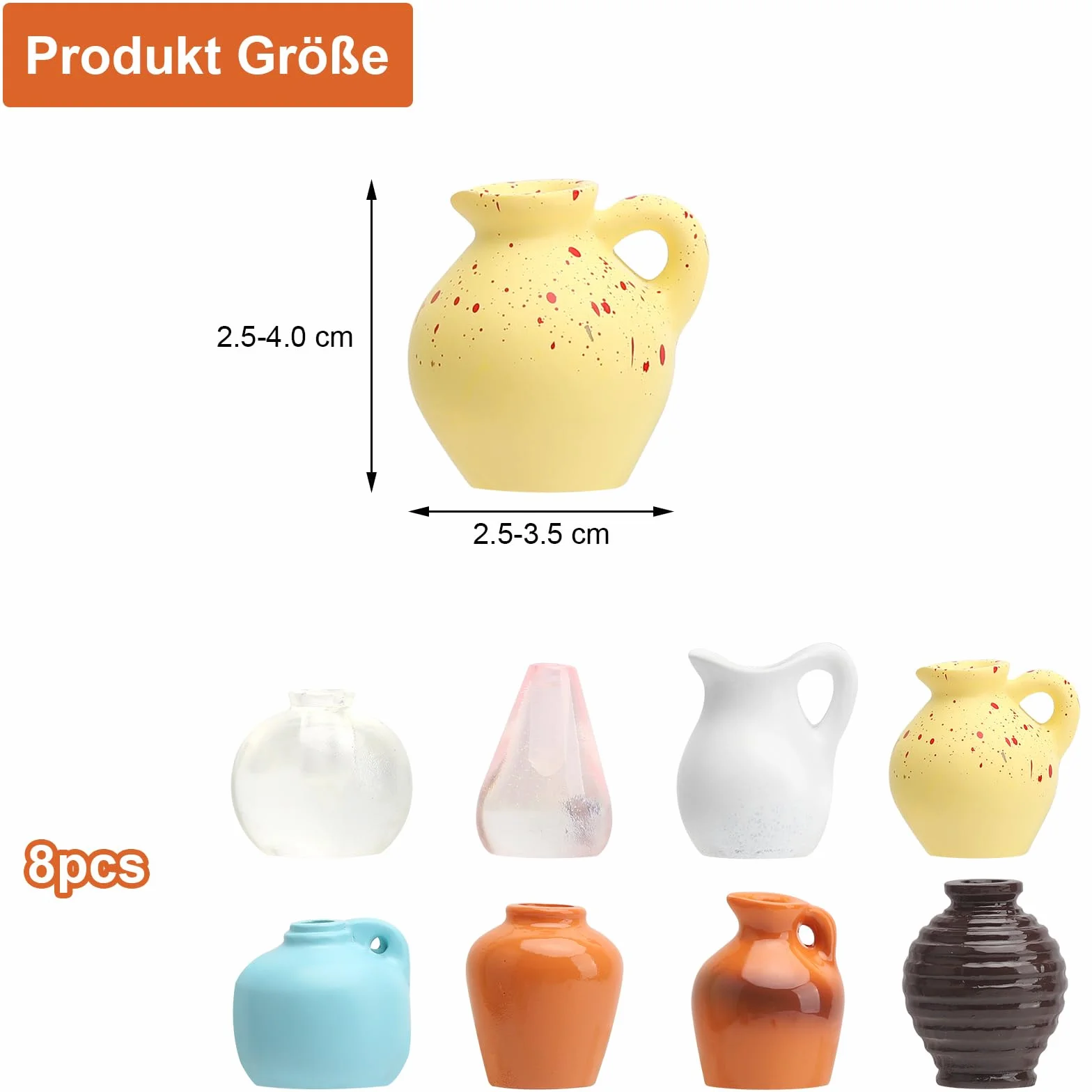 APOMOONS 8 sztuk mini wazonów magnetycznych 3D z żywicy, dekoracja na lodówkę, zestaw DIY