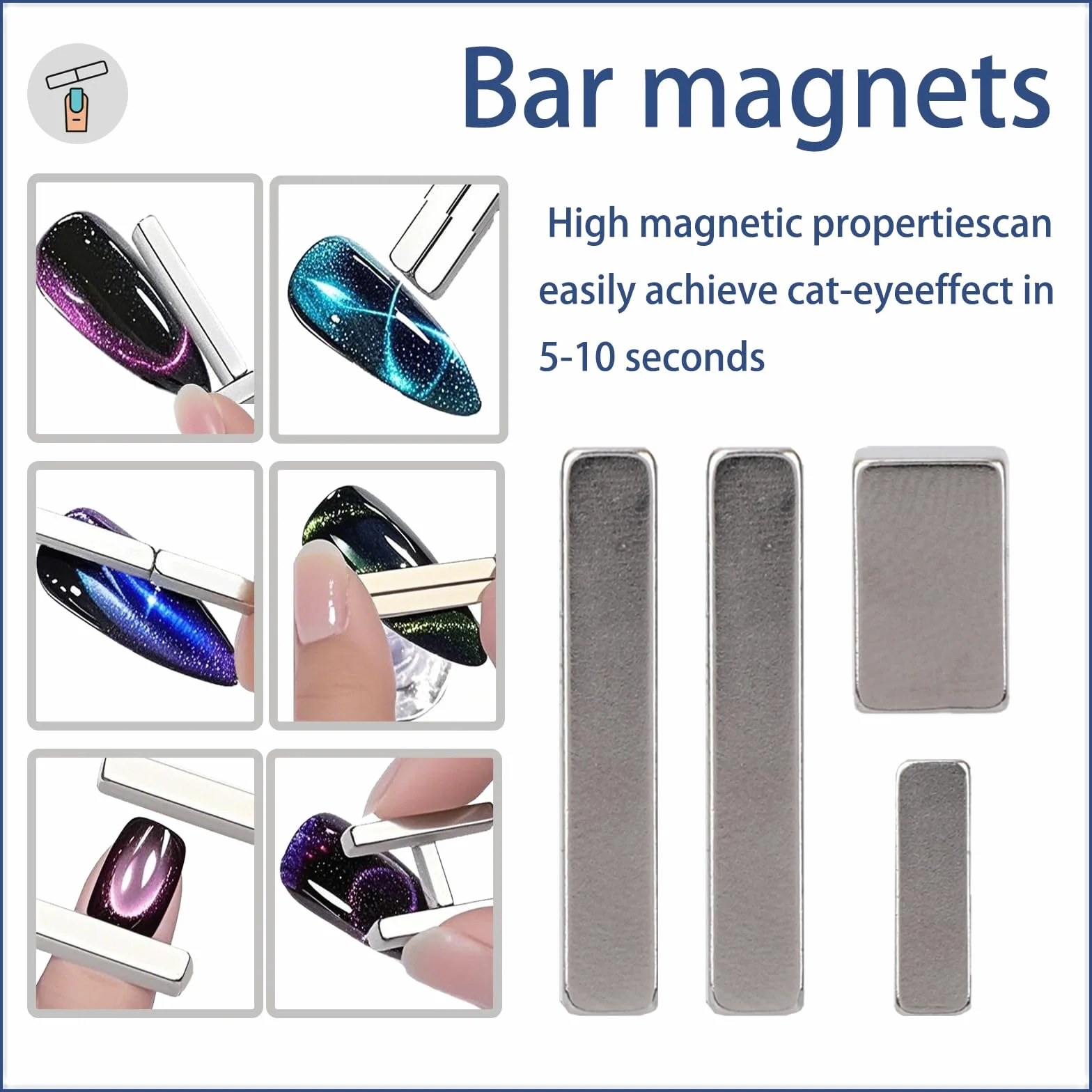BOXOB 26szt Zestaw Magnesów Paznokcie Kształcie Kociego Oka, 3-w-1 Magnetyczne Narzędzie Lakieru Paznokci Wielofunkcyjne Magnes Projektowania Paznokci do Lakieru Żelowego Cat Eye Silne Ciągnięcie