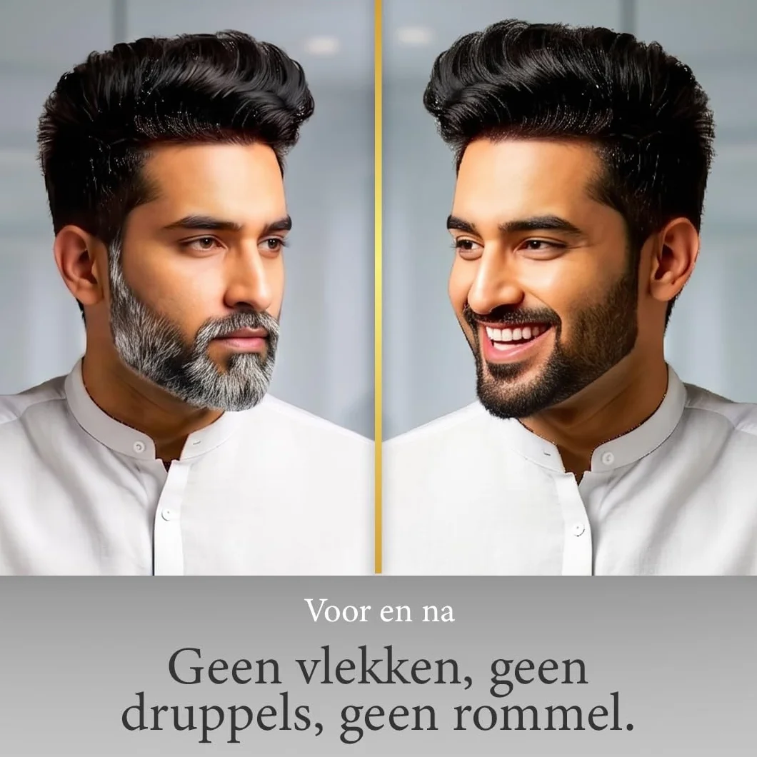 Bigen Beard Colour for Men, nie rozmazuje się, zakrywa szarą brodę w 10 min, bez amoniaku – 100 True Black
