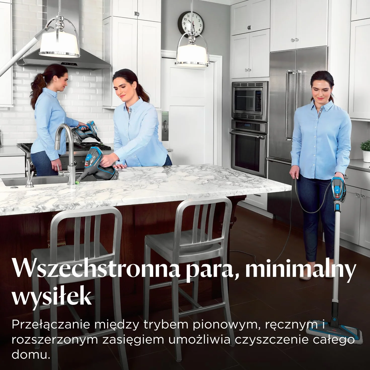 BISSELL PowerFresh Slim Steam, odkurzacz parowy 3 w 1, możliwość przekształcenia odkurzacza parowego do podłóg w ręczny odkurzacz parowy, lekki, wielofunkcyjny, w zestawie narzędzia, 4268N