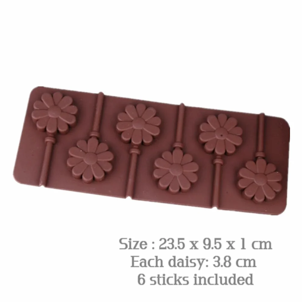 Silikonowa foremka do lizaka stokrotki, nieprzywierająca, 6 patyczków forma do cukierków