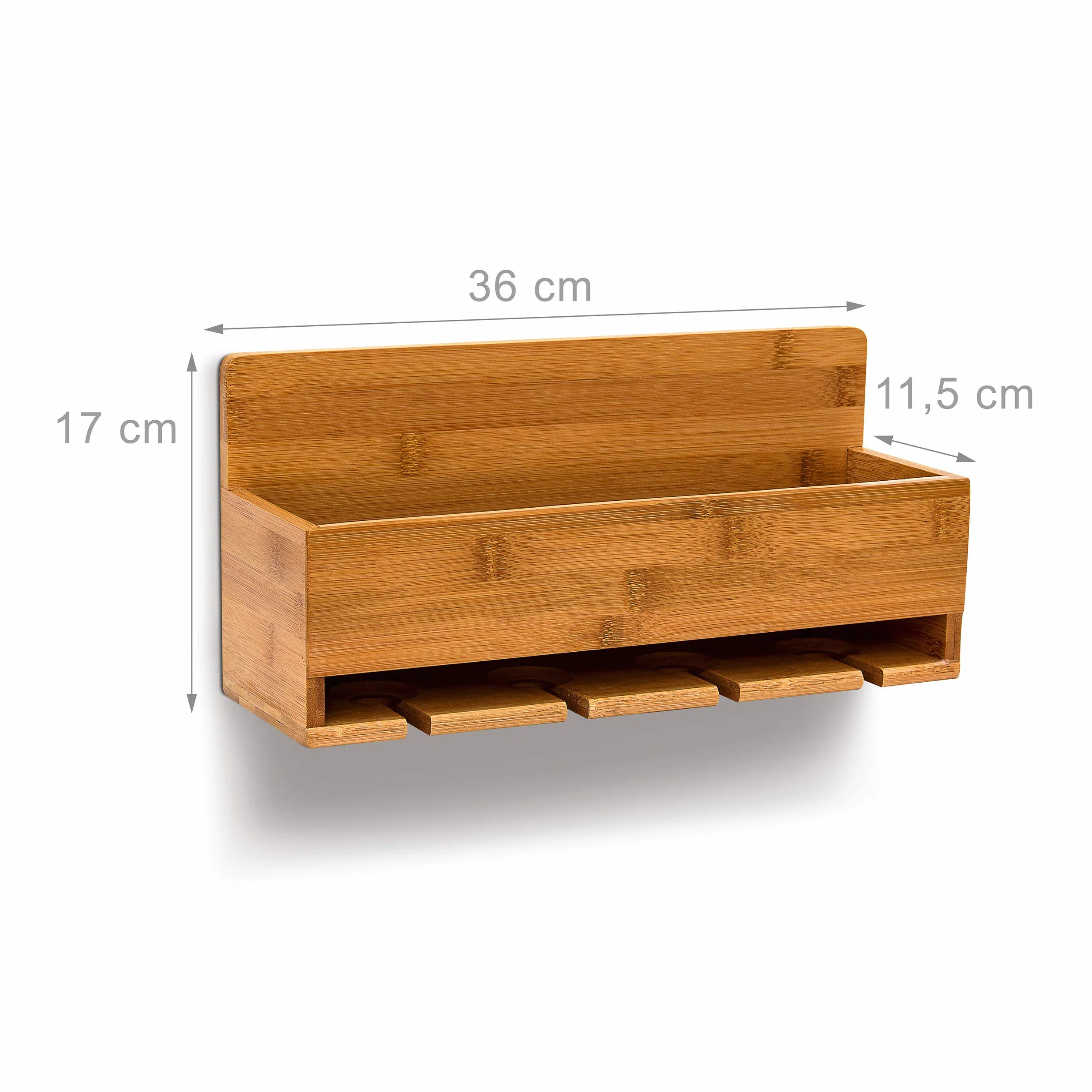 Relaxdays Regał na wino z uchwytem na szkło 17x37x11,5 cm bambus na 4 butelki i 4 szklanki wiszący