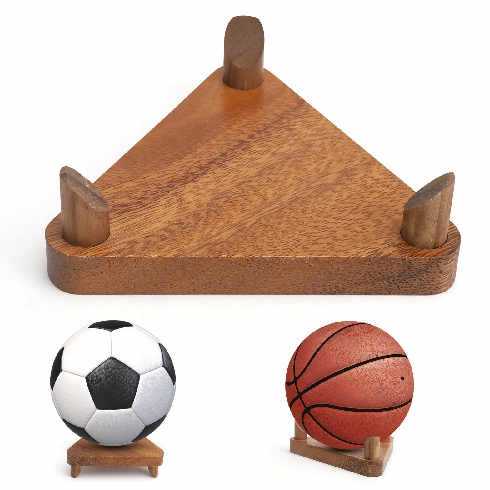 Drewniany stojak na piłkę w stylu vintage, uchwyt na piłkę nożną, futbol amerykański, siatkówkę, elegancki regał na stół, do salonu, sypialni, biura, stabilny uchwyt na piłkę z Massi