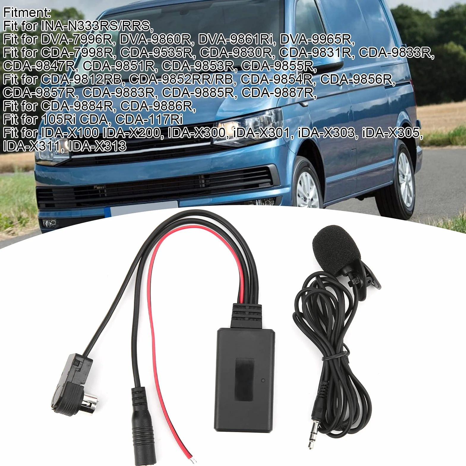 Adapter do Kabla Bluetooth 5.0 AUX Z Zestawem Głośnomówiącym Mikrofonu Kabel Audio Adapter AUX-In Adapter Samochodowy Audio Pasuje dla Alpine CDA-9857 CDA-9886 CDA-117