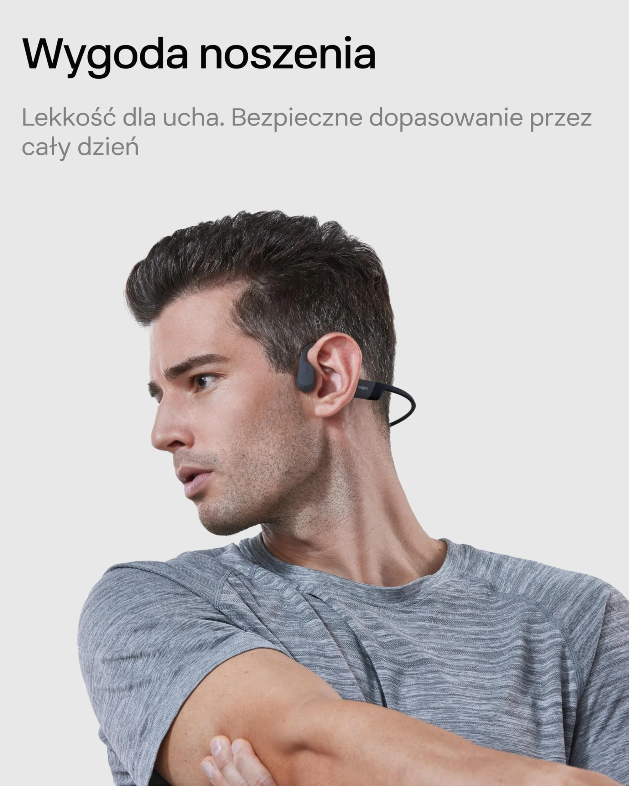 Słuchawki SHOKZ OpenRun z przewodnictwem kostnym, bezprzewodowe słuchawki sportowe Bluetooth z mikrofonem, wodoodporne IP67, idealne do biegania i treningów, 8 godzin odtwarzania, USB-C, czarne