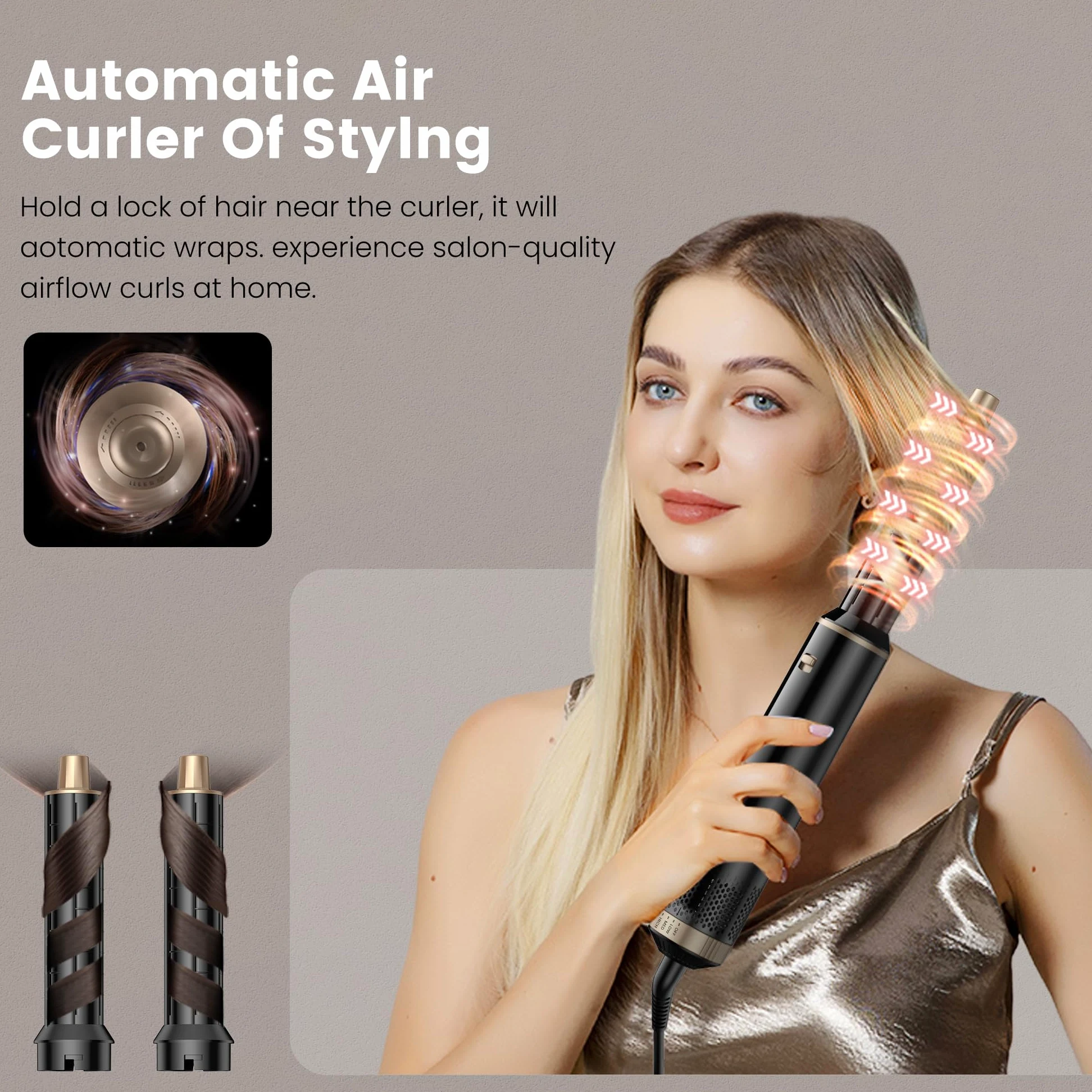 Airbrush 5 w 1 dmuchawa szczotka 5 w 1, suszarka do włosów 5 w 1 z lokowaniem do włosów na sucho, szczotka, szczotka termiczna 5 w 1, do suszenia, kręcenia, prostowania, świątecznego prezentu dla