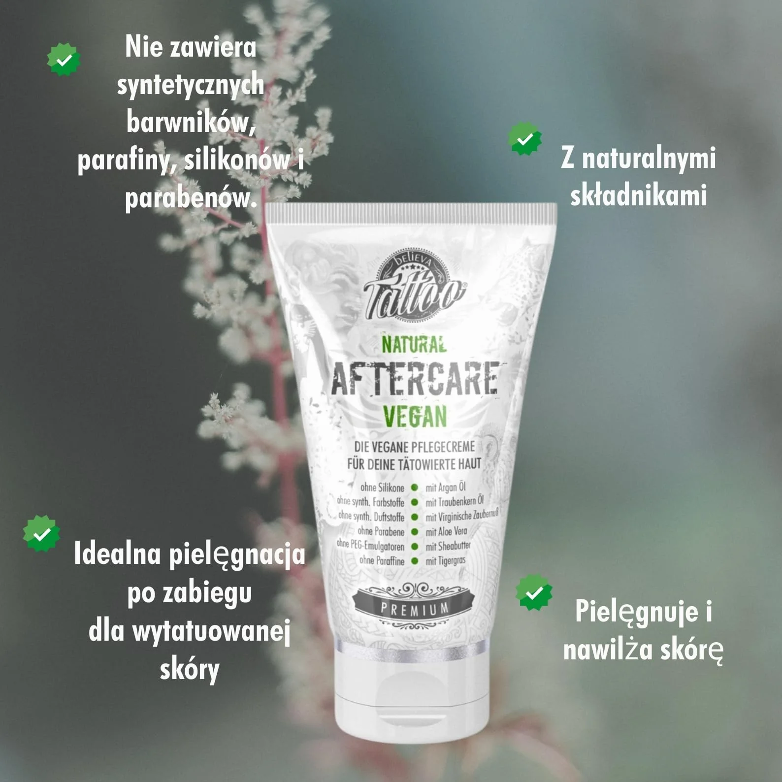 Believa Tattoo Care Cream - wegańska pielęgnacja tatuażu po tatuażu (150ml)
