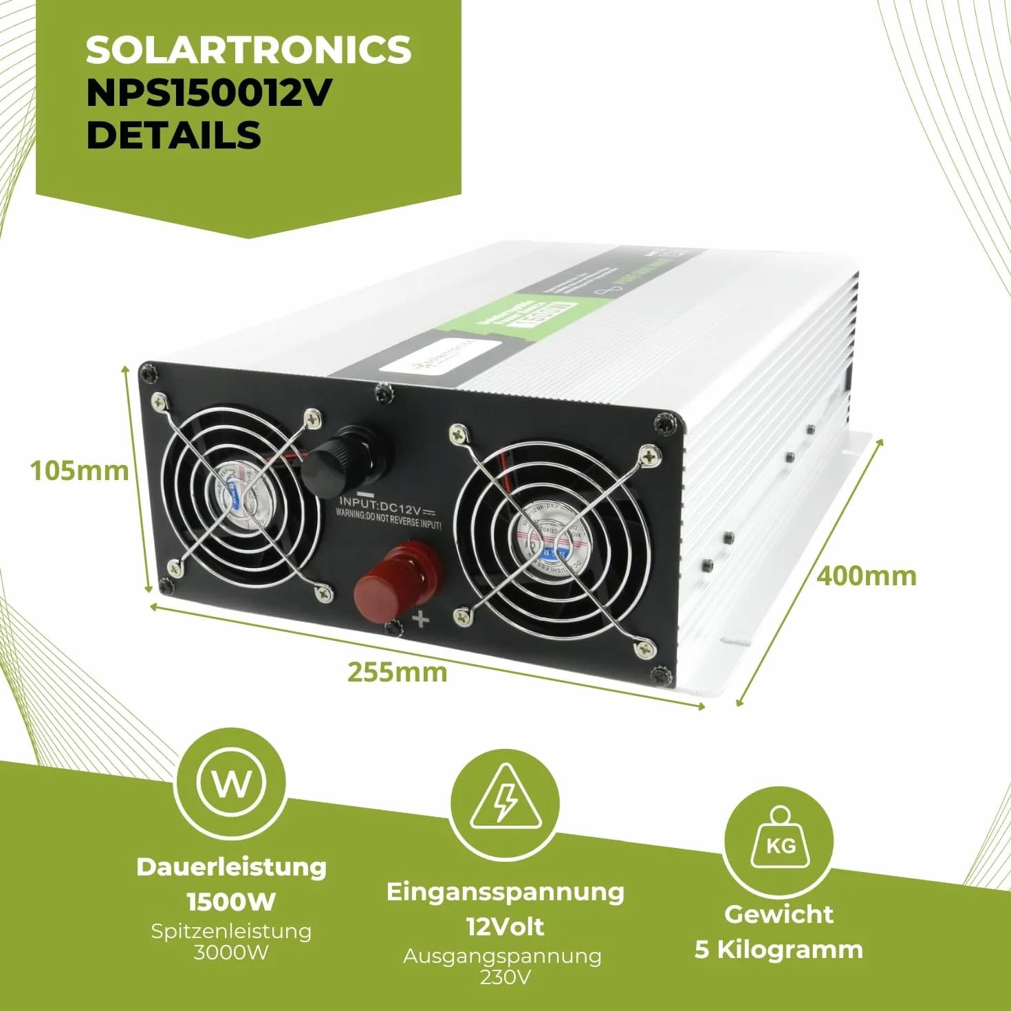 Transformator napięcia Sinus Ups 12V 1500/3000 Watów Falownik