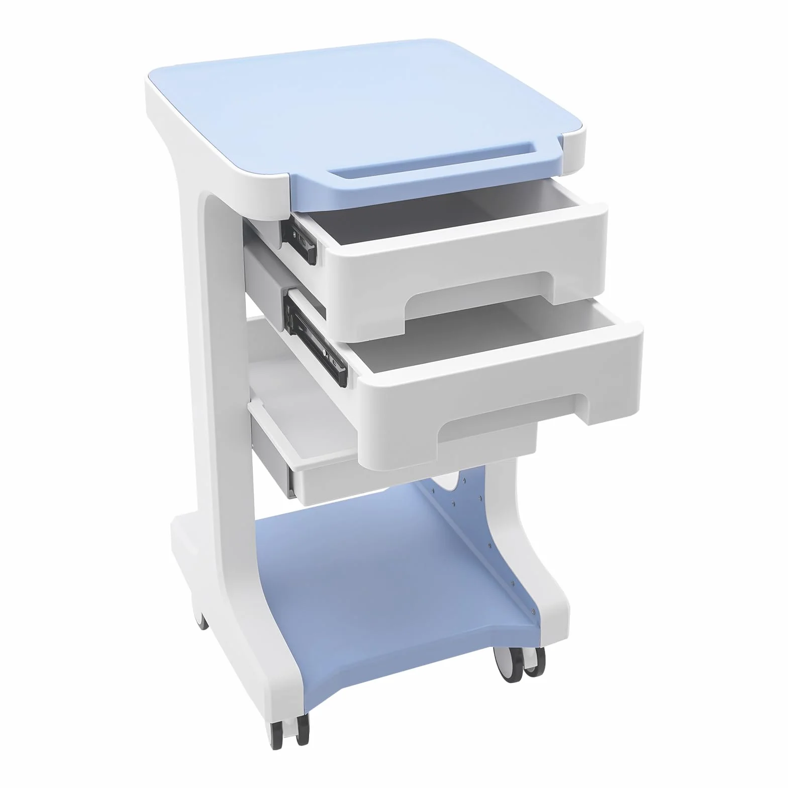 Wózek laboratoryjny, z 2 szufladami, udźwig 50 kg, wózek laboratoryjny, do laboratorium, kliniki, szpitala, salonu