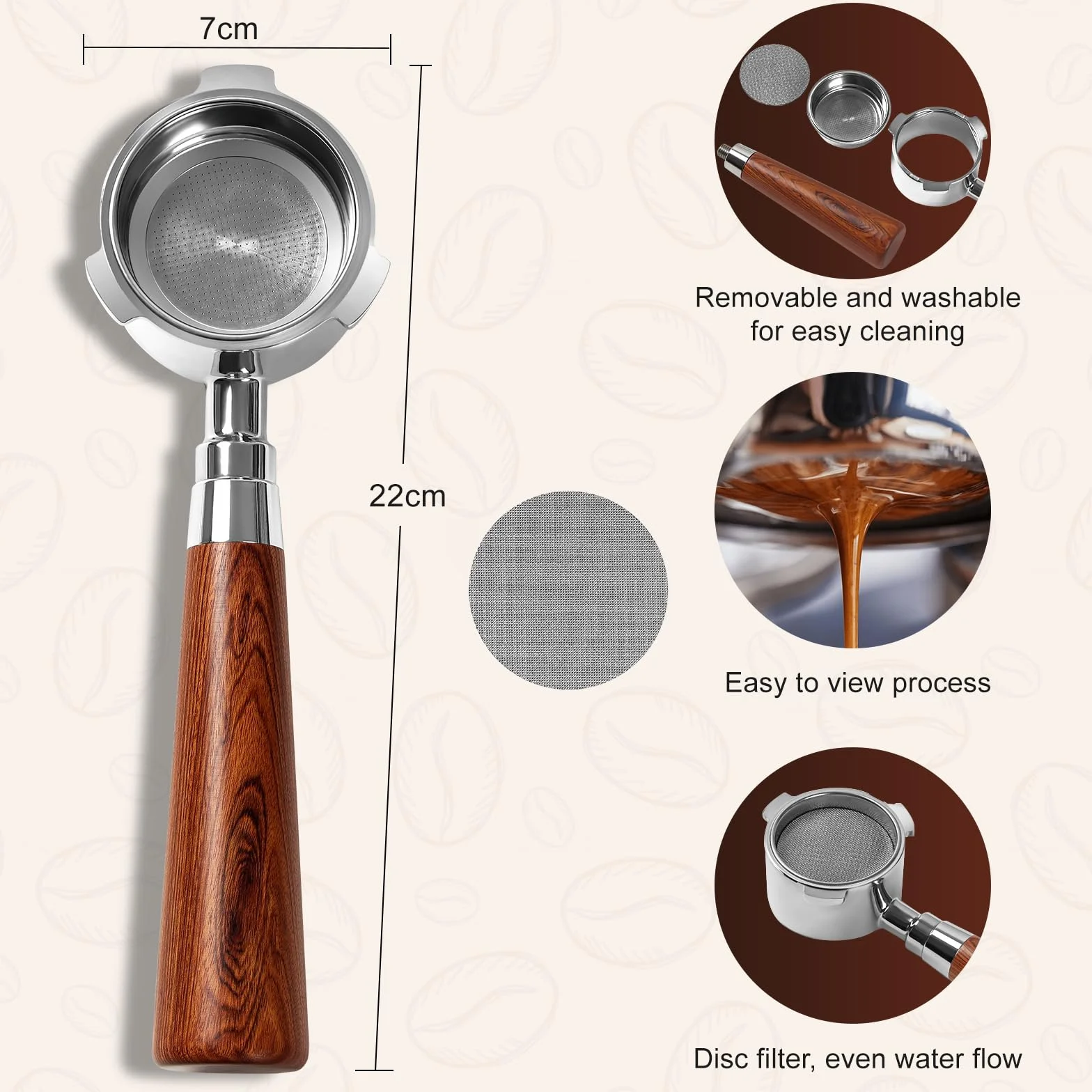 Espresso Kolba bez dna 51 mm 3 uszy sitko Dedica EC680 EC685