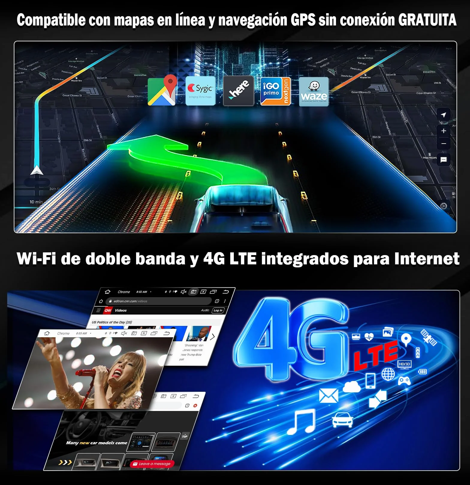 7 cali 8 rdzeni 4 GB RAM + 64 GB ROM Android 14 radio samochodowe Bluetooth do Toyota Auris 2007-2012 z bezprzewodowym Carplay Android Auto Dab+ DVD WiFi 4G GPS RDS DSP IPS ekran dotykowy
