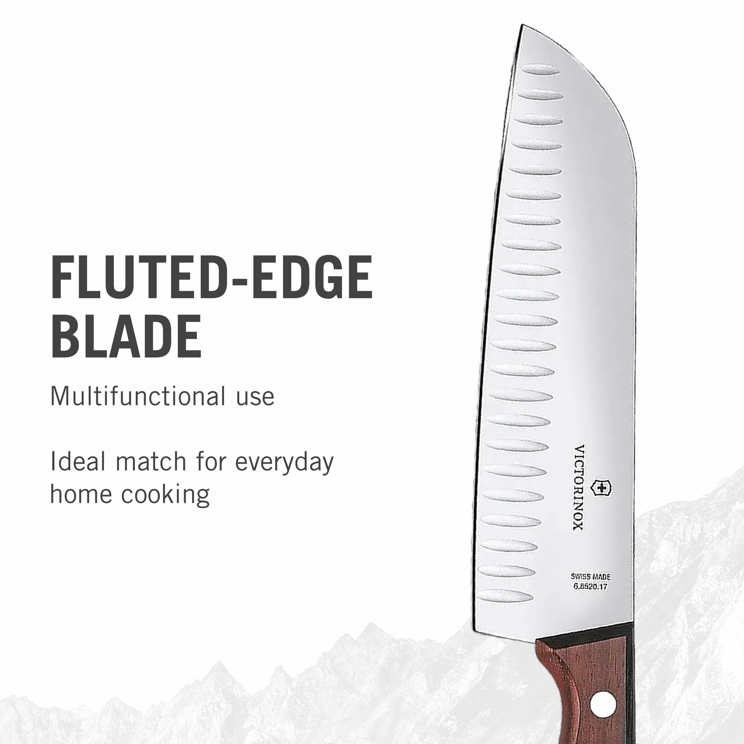 Victorinox Swiss Modern Santokumesser mit Kullenschliff, braun