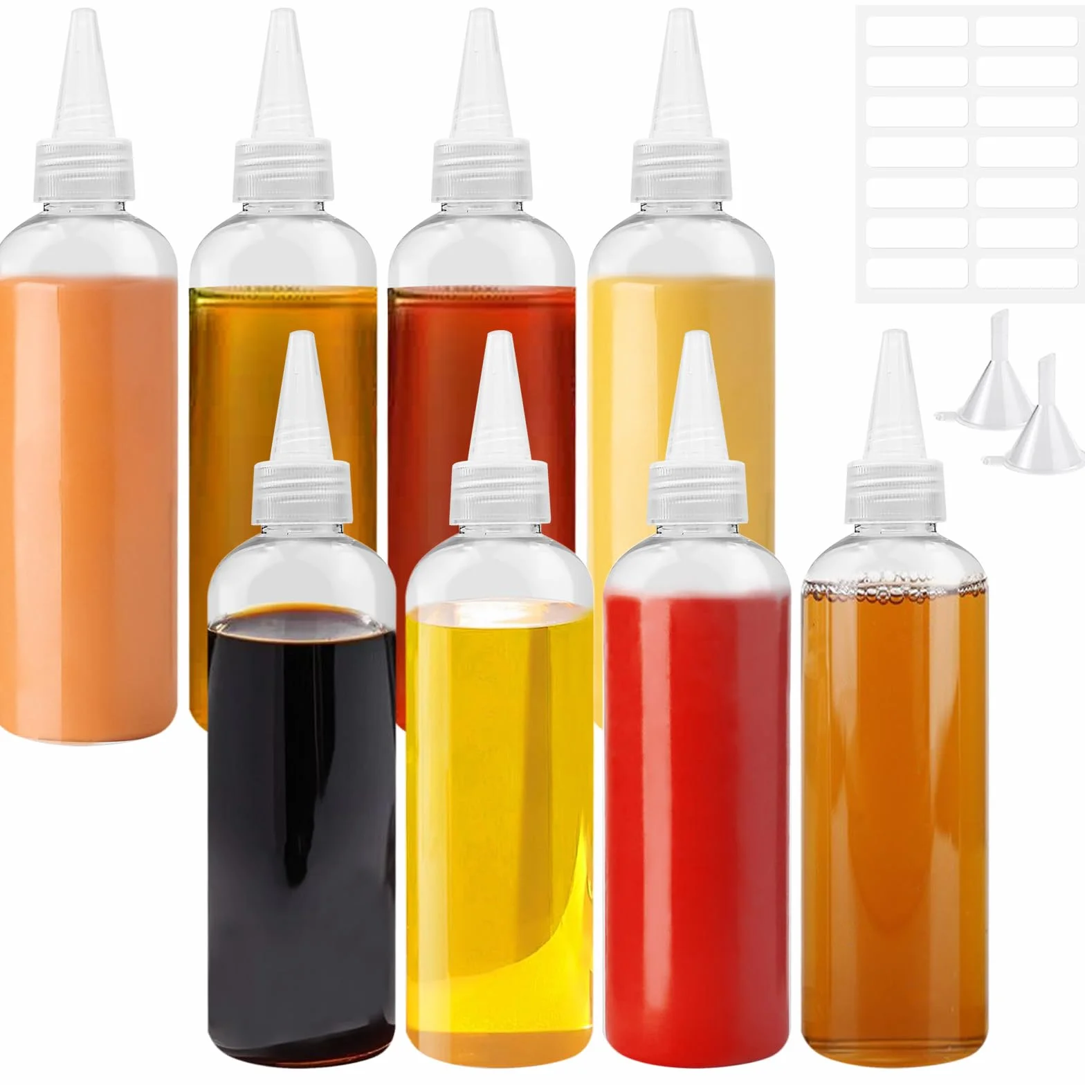 Plastikowa butelka z sosem 200ml 8 sztuk z naklejką na etykietę do keczupu, grill, sosy