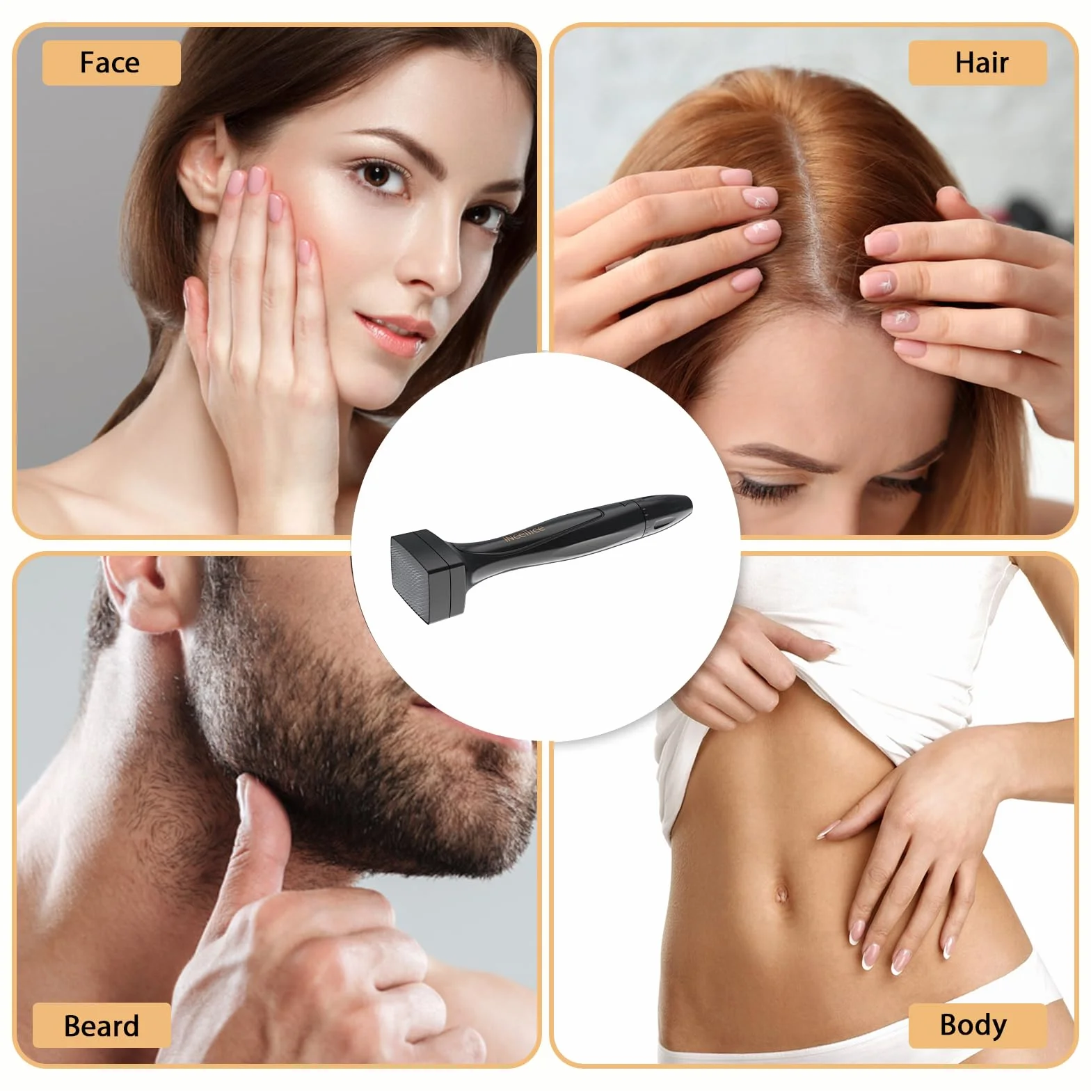 Derma Stamp, mikroneedling Dermastamp, stempel Derma ze 140 tytanowymi prawdziwymi igłami, Pro Microneedling Stamp do włosów, brody, twarzy i ciała, alternatywa dla Derma Roller i Derma Pen - czarny