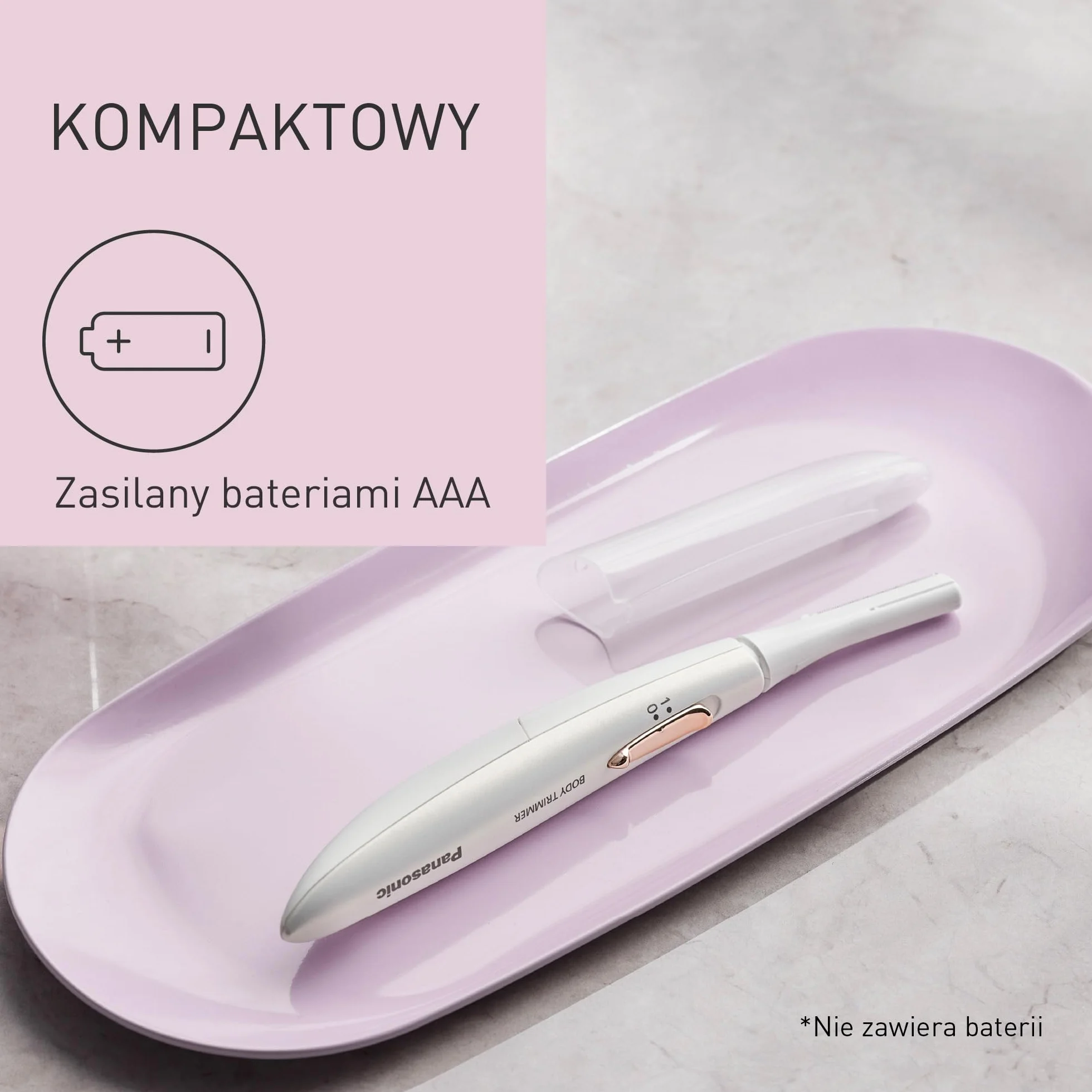 Panasonic ES-WR51, Golarka dla Kobiet, Golarki Damskie, Na Sucho, Zasilany na Baterie (1 Bateria AAA), Nasadka Ochronna, Szczoteczka do Czyszczenia