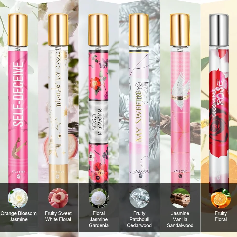AOOWU 6 sztuk feromonów, perfumy damskie, 35 ml, perfumy dla kobiet, przenośne prezenty dla dziewczyny, kalendarz adwentowy, urodziny, Boże Narodzenie, długotrwały zapach