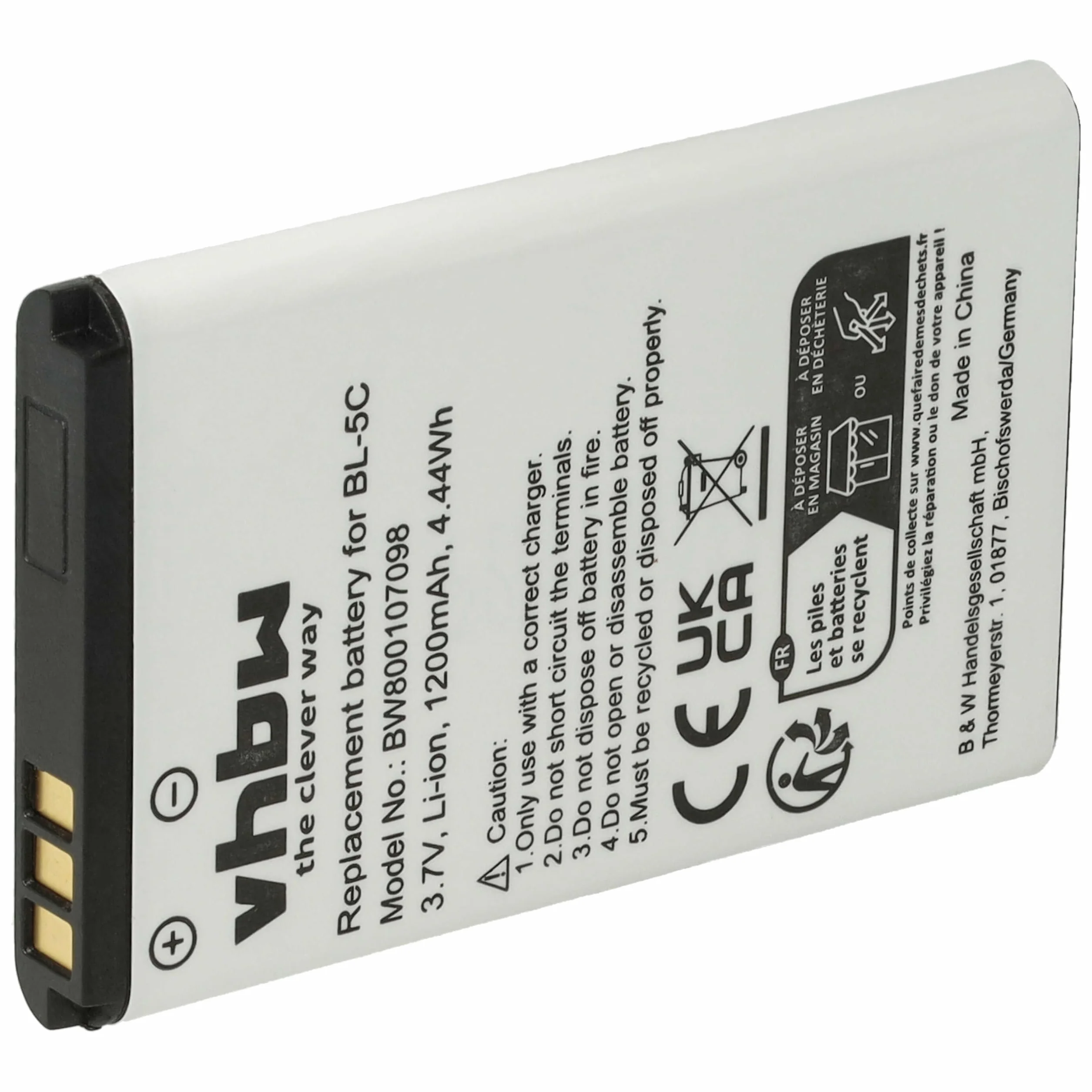 vhbw Bateria kompatybilna z urządzeniem nawigacyjnym Becker Mamba, Mamba.4 CE LMU EU - zamiennik do C533457105T, 300D006018F (1200mAh, 3,7V, litowo-jonowa)