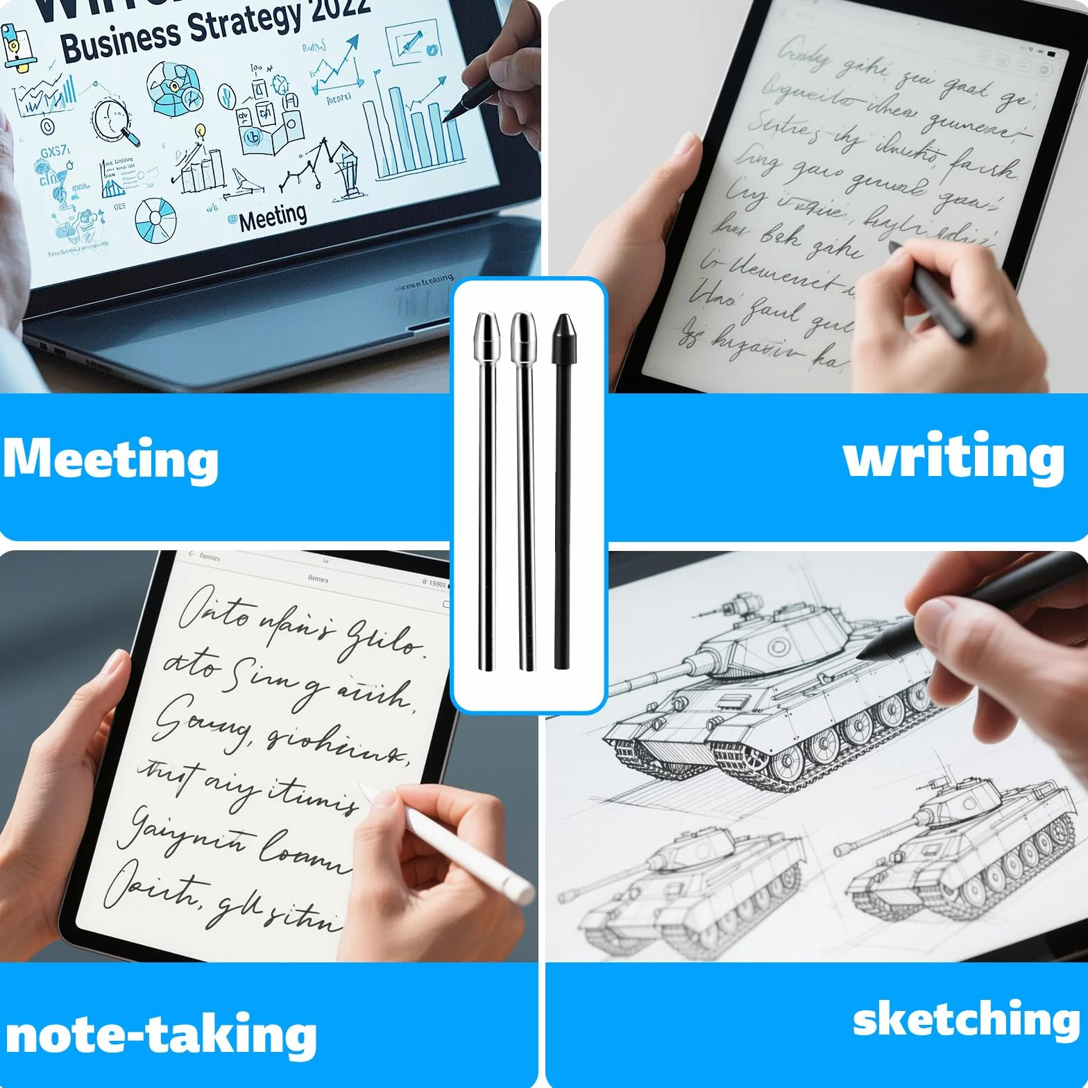 Gosknor 8szt Końcówki Zamiennych do S Pen, Metalowych i Plastikowych Stalówki Rysika z Klipsem Kompatybilny z Samsung Galaxy Tab S10+/S10 Ultra/ S9 / S8 / S7 / S6 Lite / S22 / S23 / S24 Ultra