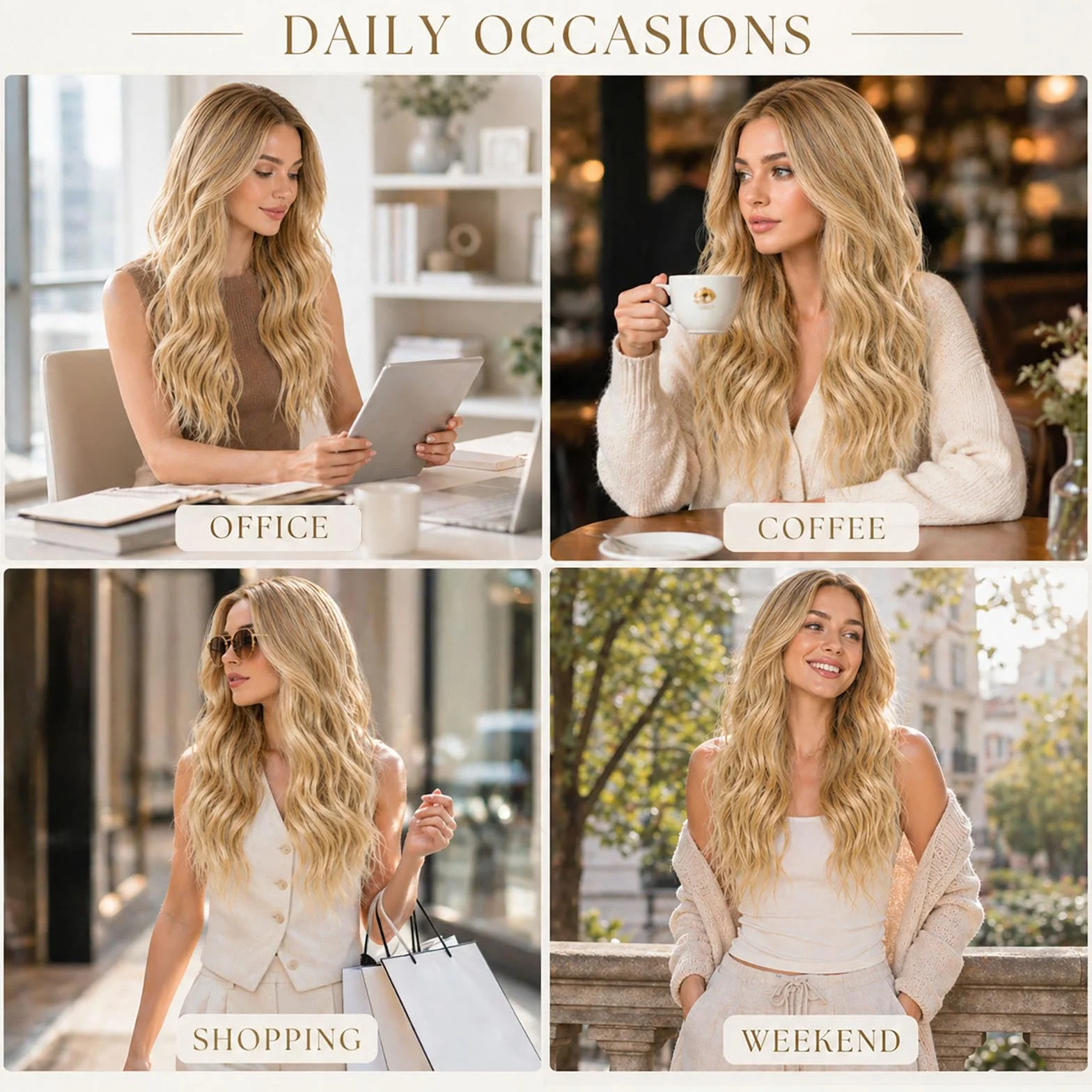 Długie blond falujące peruki dla kobiet i dziewcząt, 27'' peruki kręcone, syntetyczne peruki damskie, pełne włosy, długie peruki zastępcze dla pań, do eleganckiej zabawy, imprezy cosplay