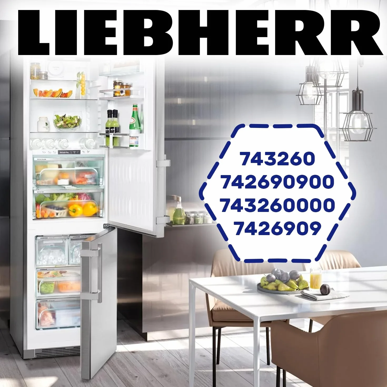 Uchwyt Drzwi Lodówki Liebherr 210 mm x 155 mm Biały Oryginalny 743260000 742690900