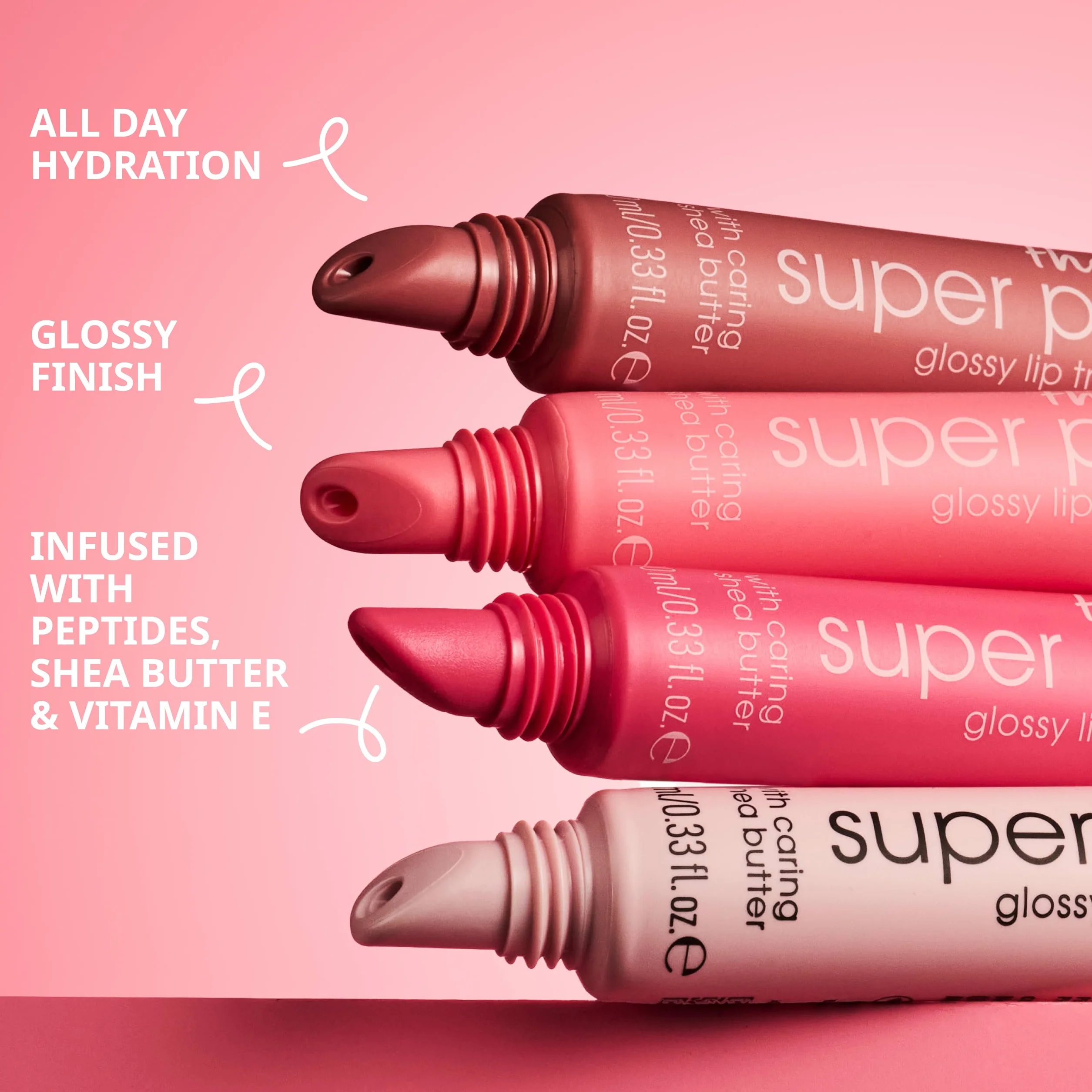 essence Balsam do ust the super peptide glossy lip treatment, wygładzanie, z witaminami, opieka, błyszczący (10ml)