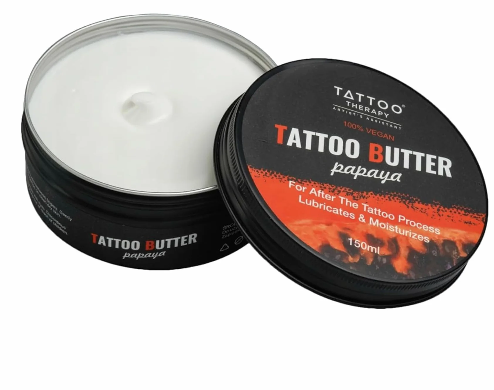 Tattoo Therapy ® - Masło do tatuażu Papaya 150 ml – 100% naturalne, hipoalergiczne masło krem do tatuażu – Wegańskie masło do pielęgnacji tatuażu