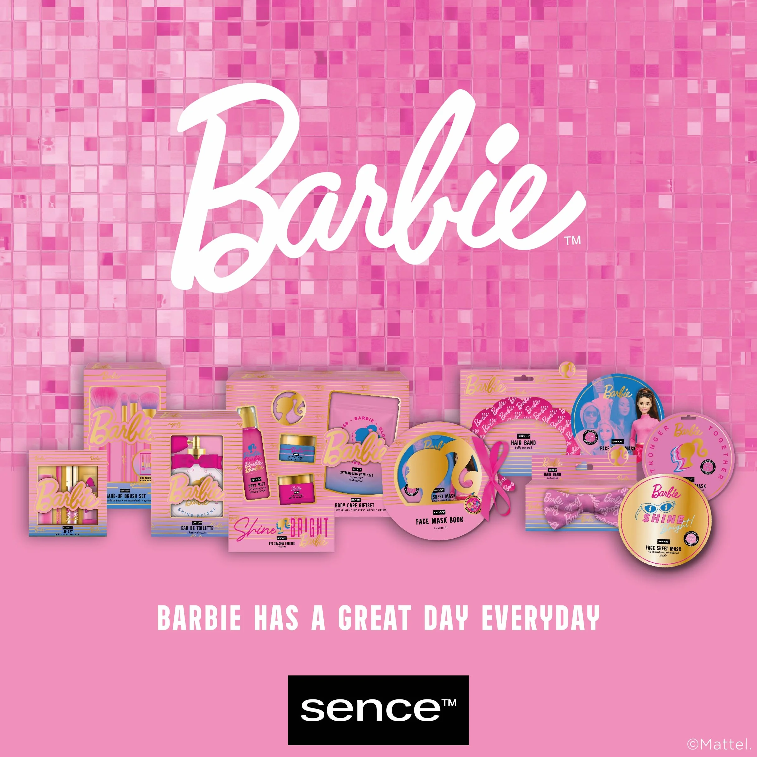 Barbie Cold Weather paleta cieni do powiek (14 kolorów), wegańskie cienie do powiek z lustrem, kosmetyki z brokatem, prezent dla kobiet Sence