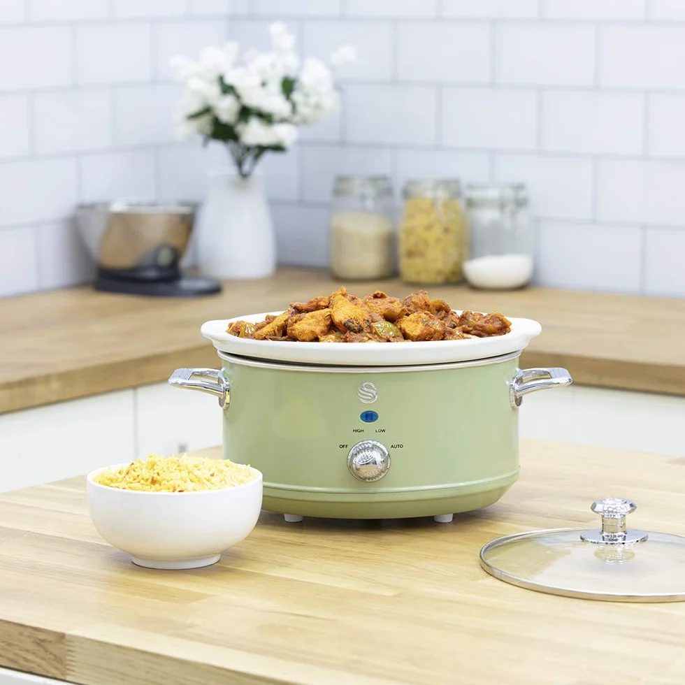 Swan Retro Wolnostojący garnek 3,5L Slow Cooker, Zielony, 200W