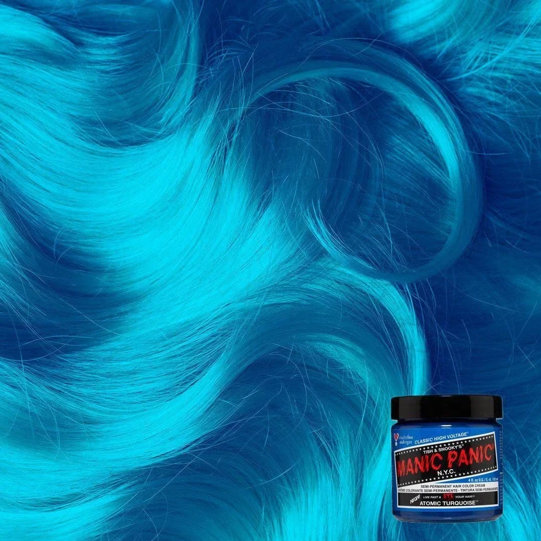 Manic Panic Atomic Turquoise Classic Cream, wegańska i nietestowana na zwierzętach półtrwała farba do włosów, 2 x 118 ml