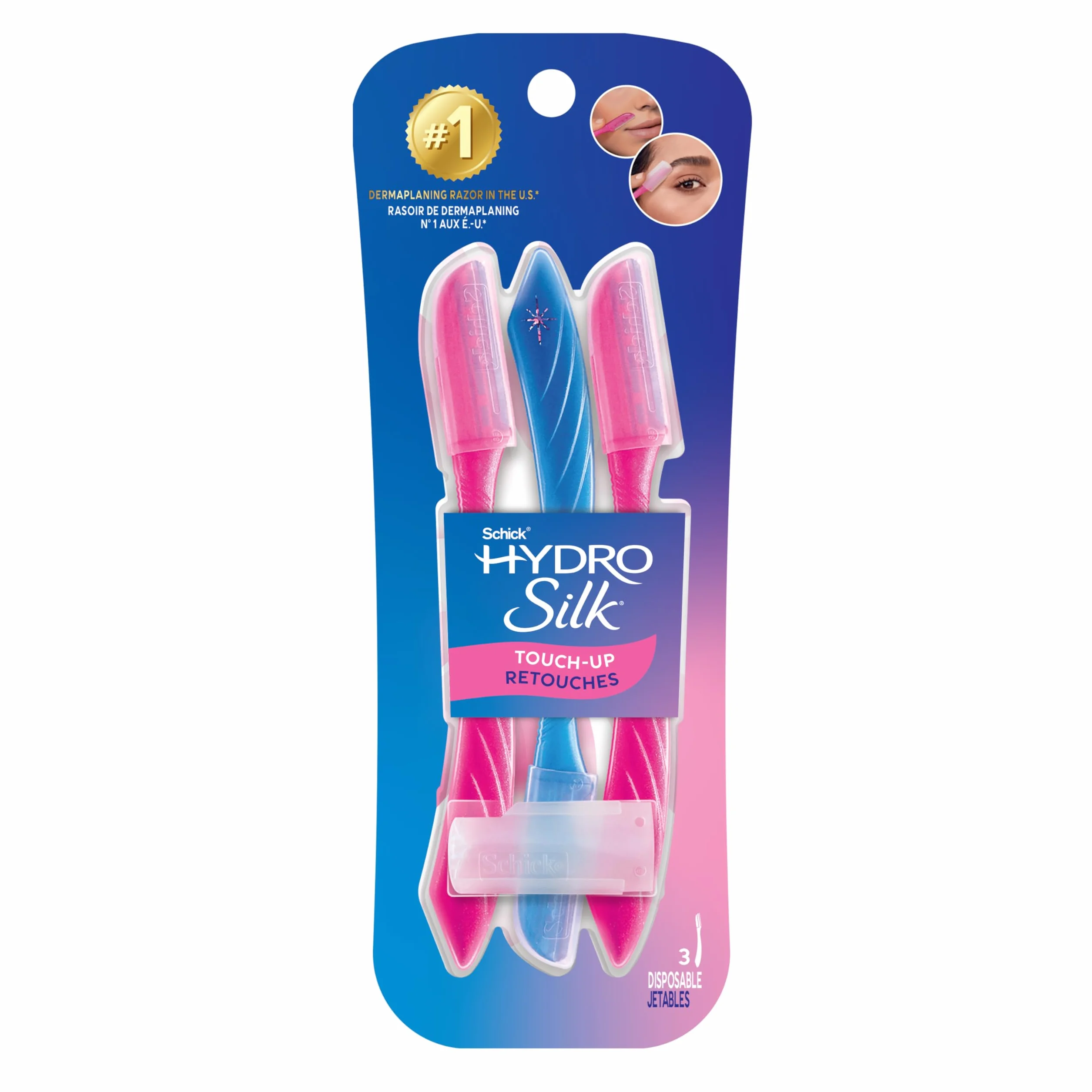 Schick Silk TouchUp wielofunkcyjne narzędzie do złuszczania skóry, golarka do brwi i twarzy z precyzyjną okładką, 3 liczby