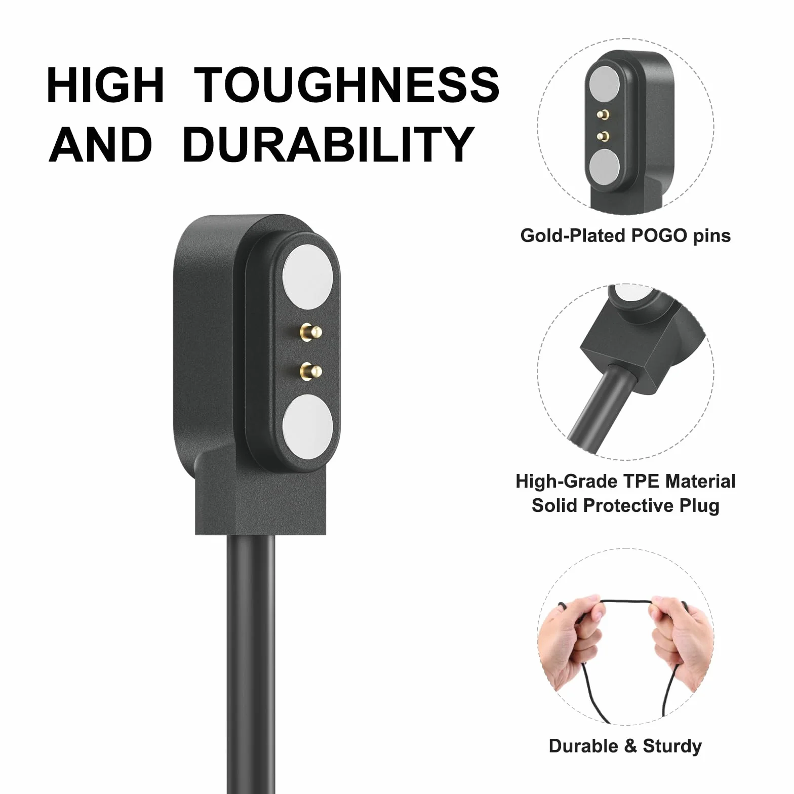 Oumida kabel ładujący do Skg Letsfit Cubitt Yamay Willful Fitpolo Tozo Wyze Umidigi Blackview, 100 cm/3.3 ft magnetyczny kabel USB do umidigi Uwatch 3S 3 2 2S Urun smartwatch akcesoria (czarny)