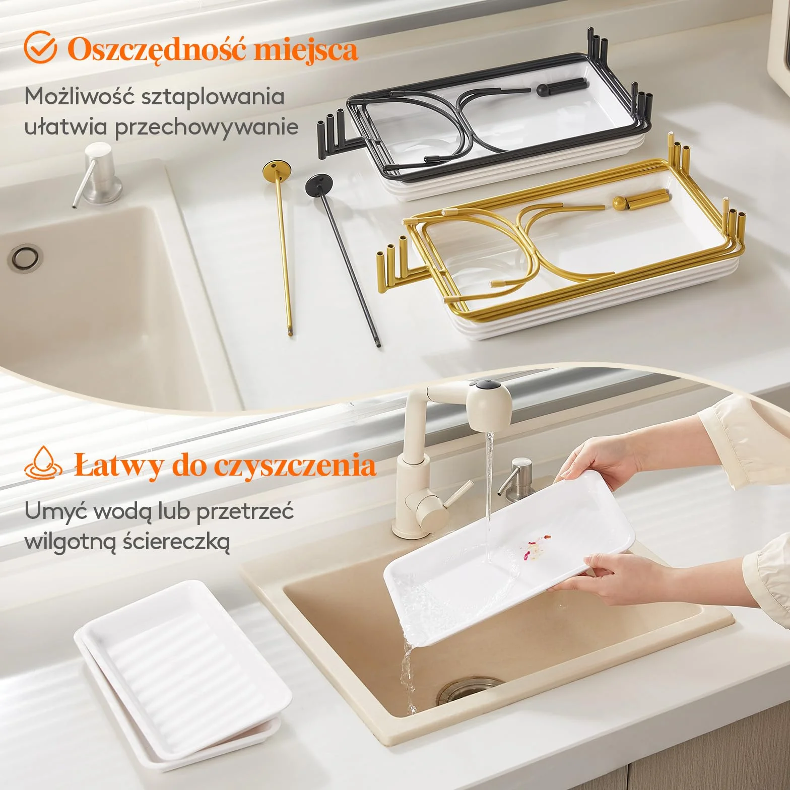 Lifewit 3-Poziomowa Taca do Serwowania 30×17cm Biały Półmisek do Żywności Wielokrotnego Użytku