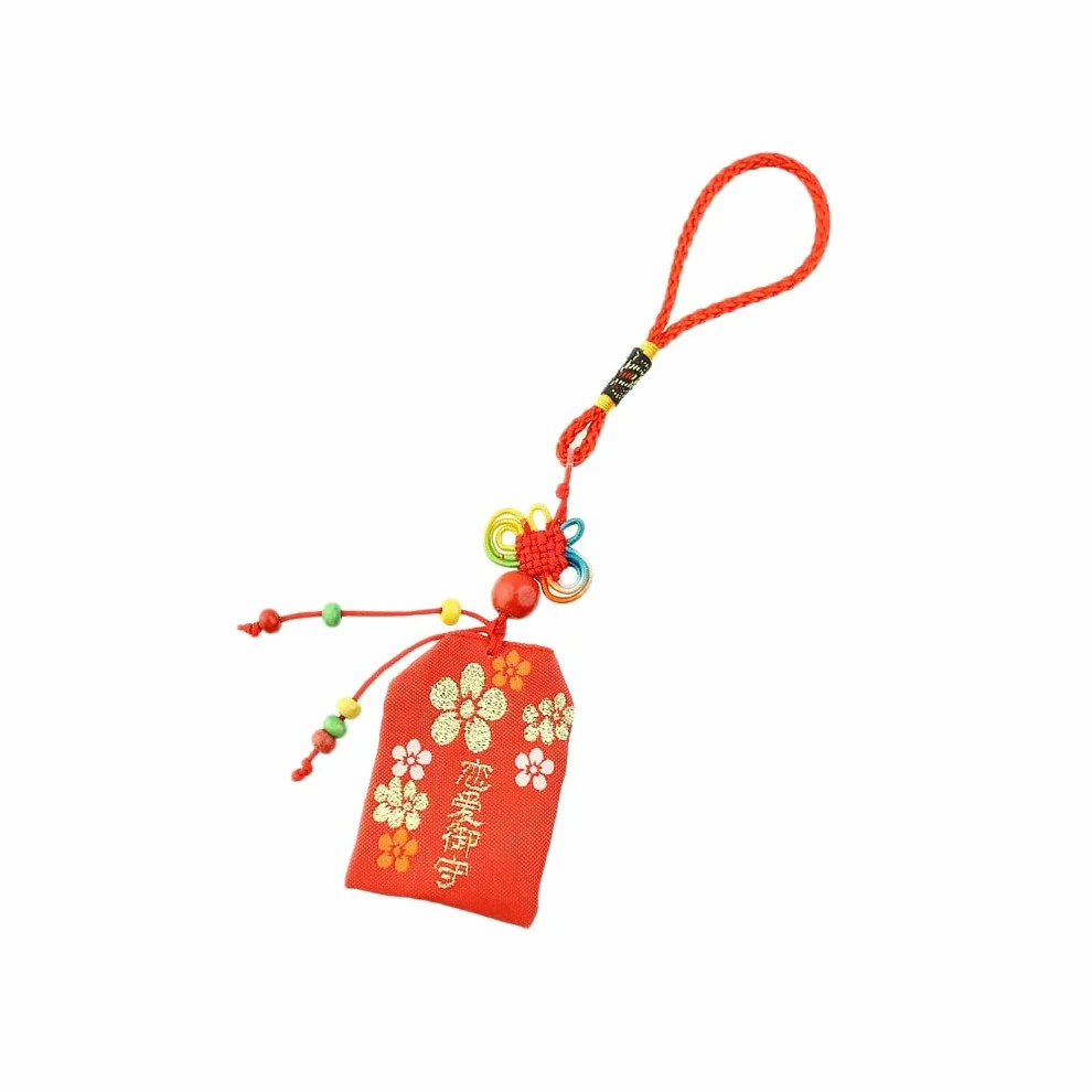 lachineuse - Japońskie Omamori dla miłości i harmonii - Japoński wieszak na szczęście - tradycyjny japoński amulet - wieszak na szczęście - Kolor czerwonych kwiatów wiśni - Prezent Japonia Azja